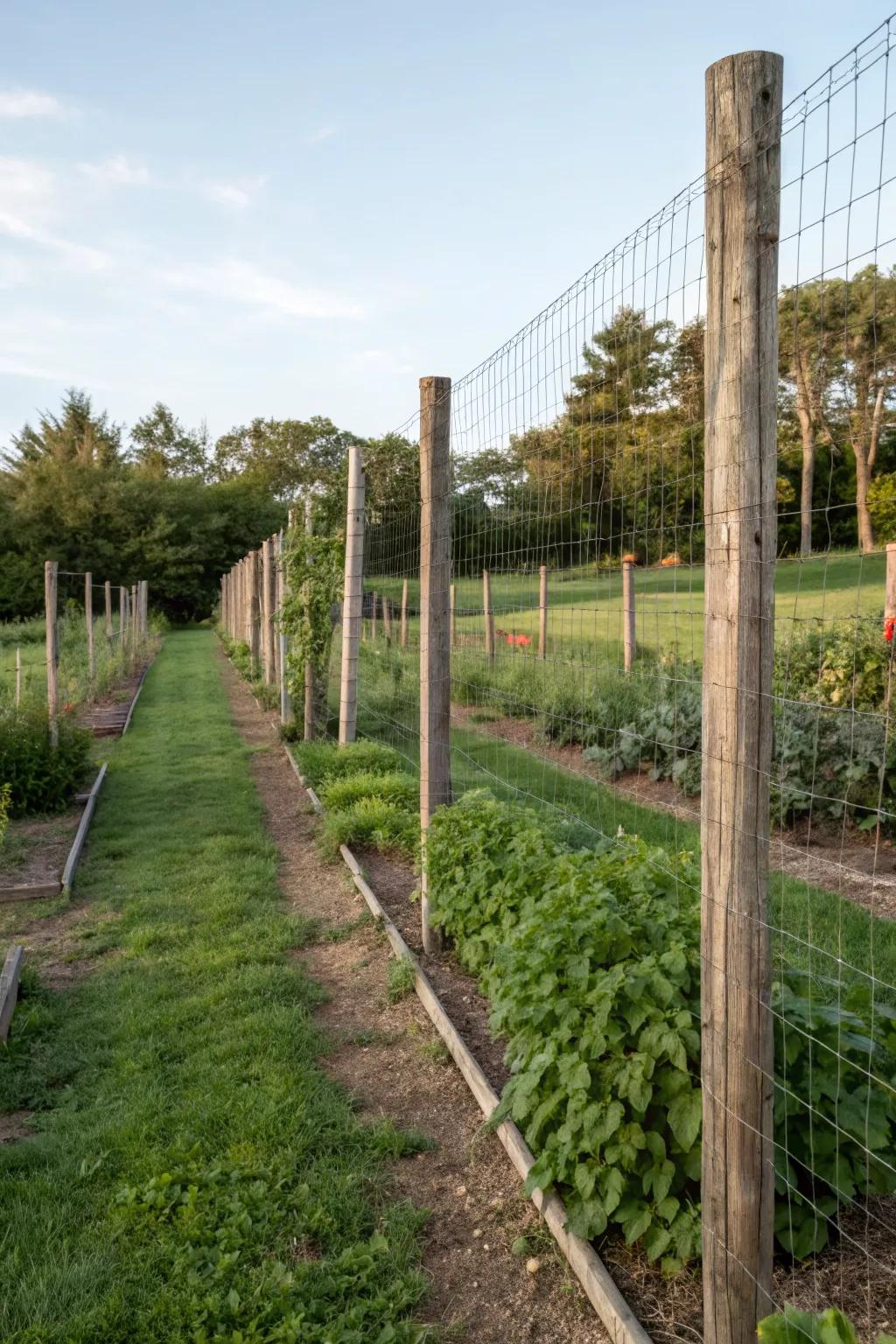 Wire mesh fencing offers an unobtrusive yet effective deer deterrent.