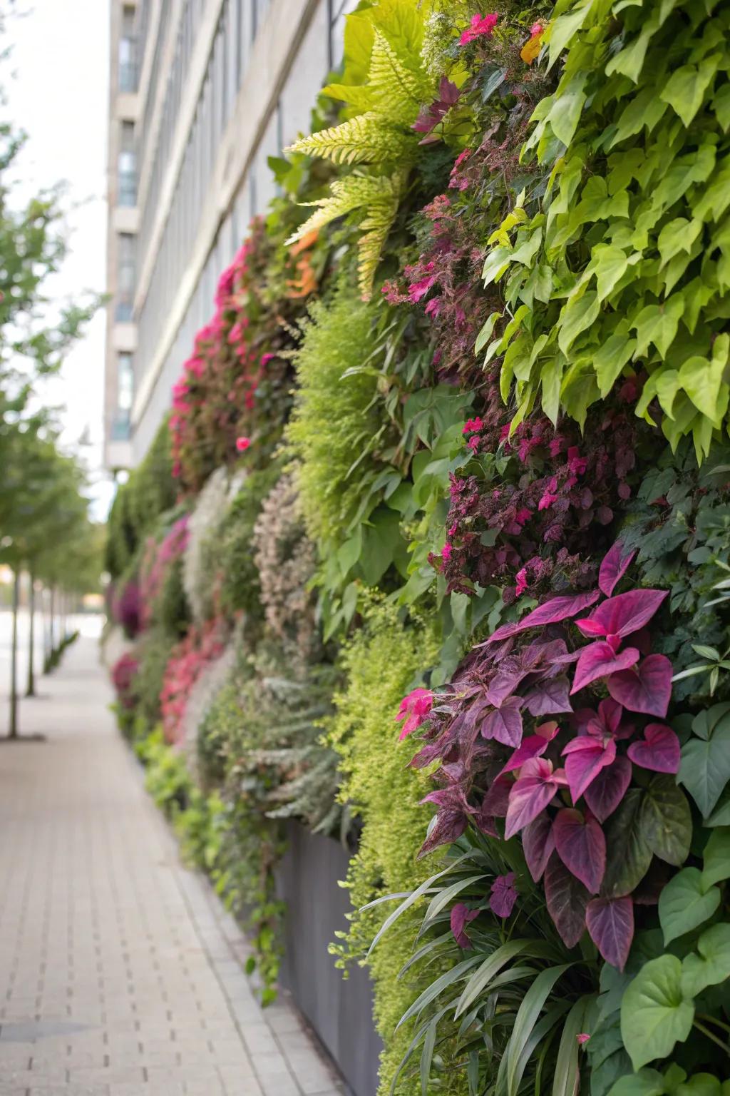 Vertical gardens add greenery and privacy to garden dividers.