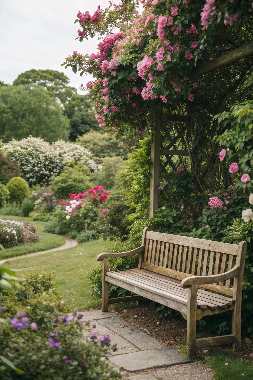 Blend nature and seating with a natural wooden bench.