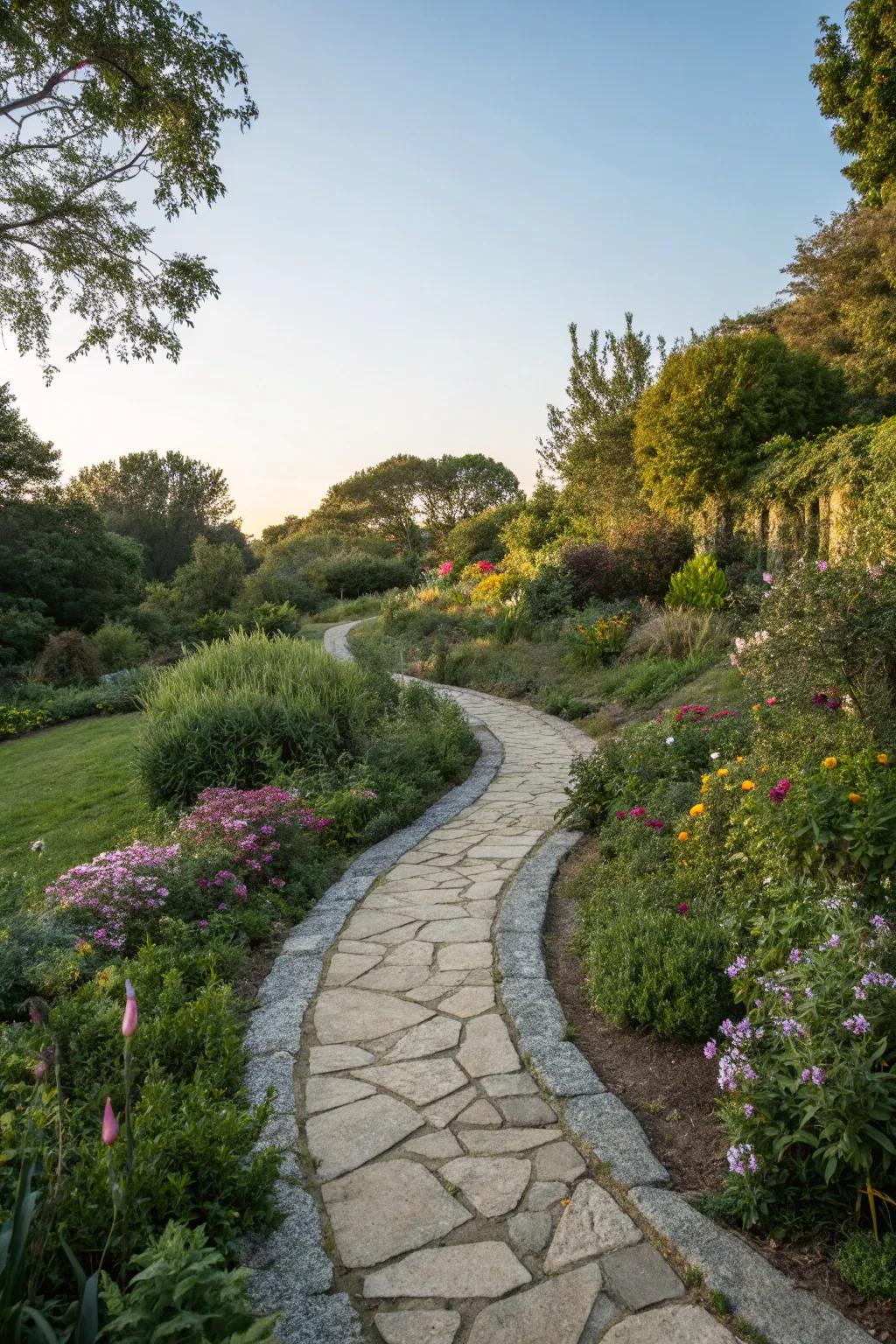Winding pathways add charm and guide exploration.
