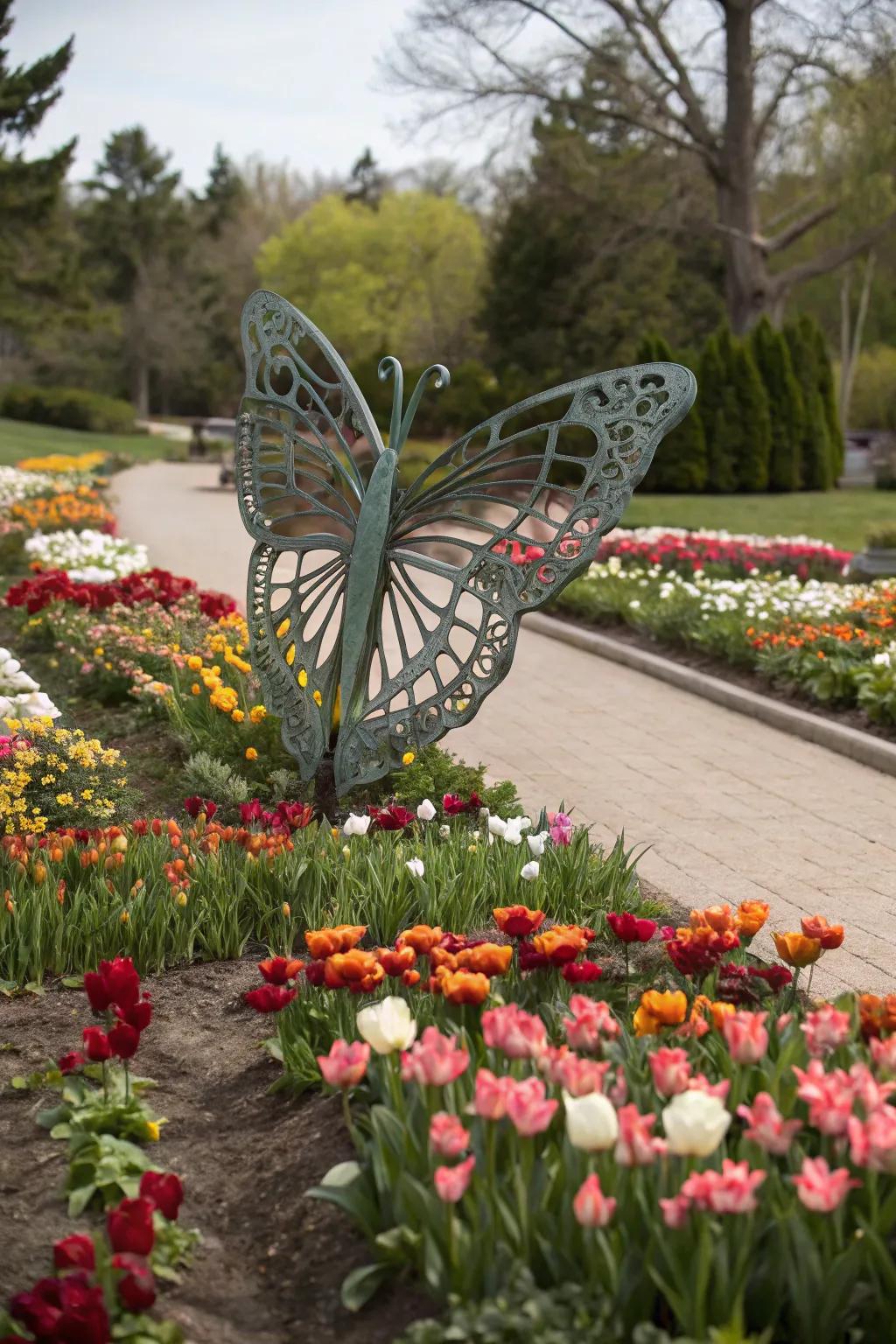 Add artistic elegance to your garden with metal sculptures.