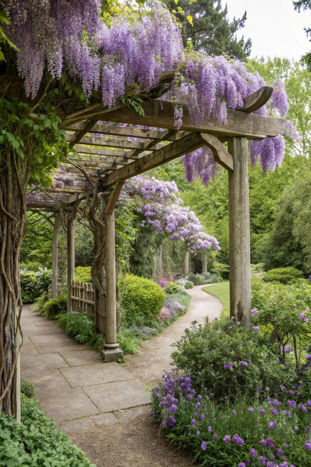 An enchanting arbor leading into a lush garden.