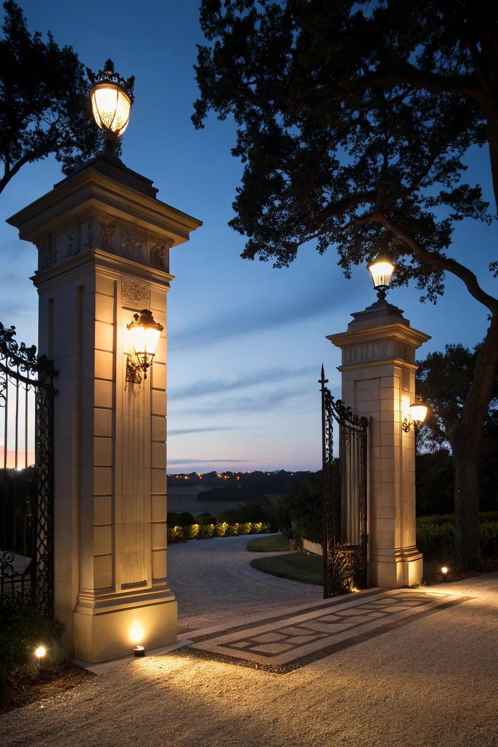 Pillar lighting brings sophistication to any entrance.
