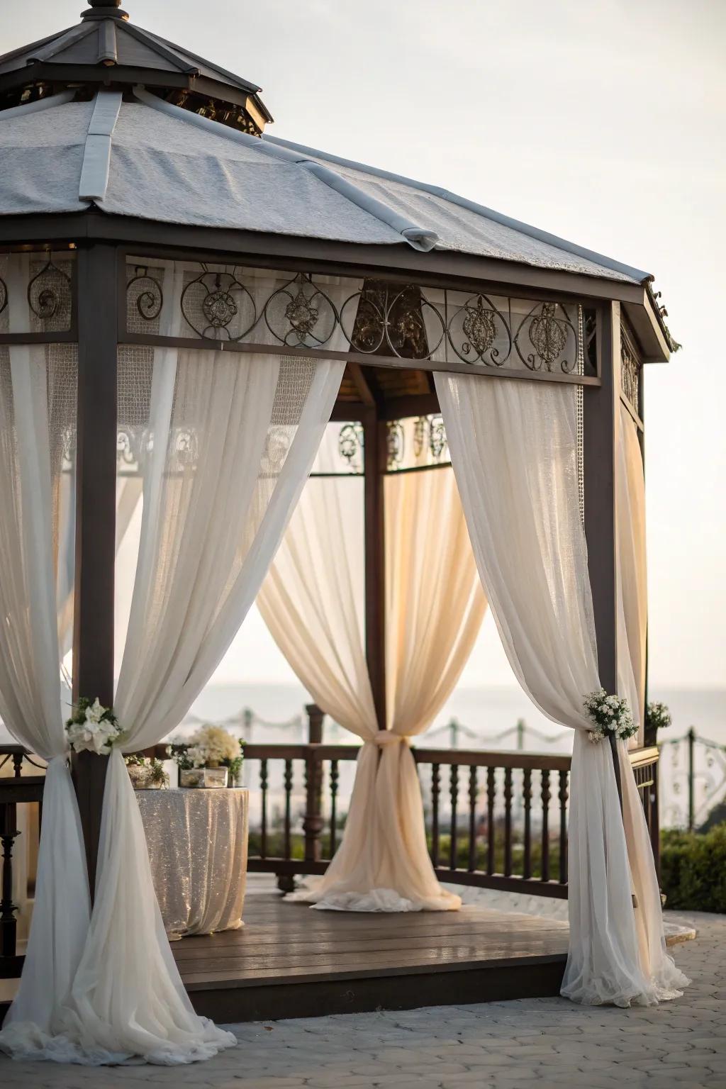 Layered curtains offer flexibility in style and functionality.
