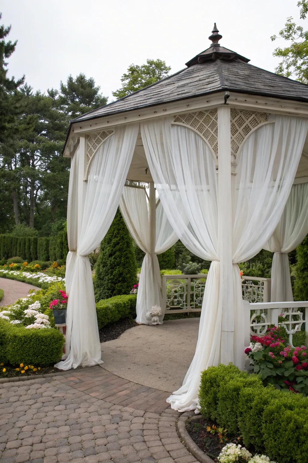 Curtains add privacy and style to your gazebo.