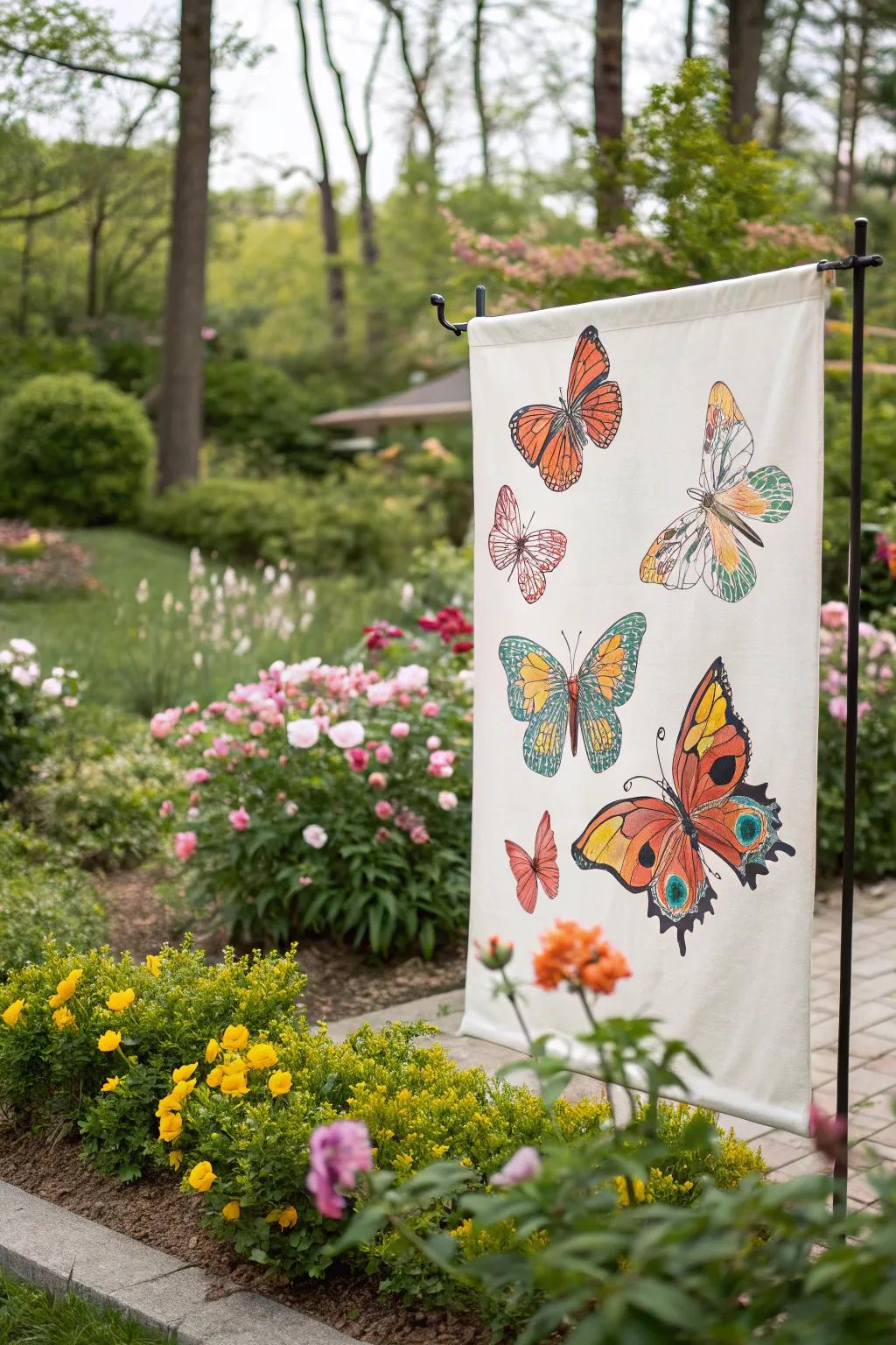 Butterflies dancing across Grandma's garden canvas.