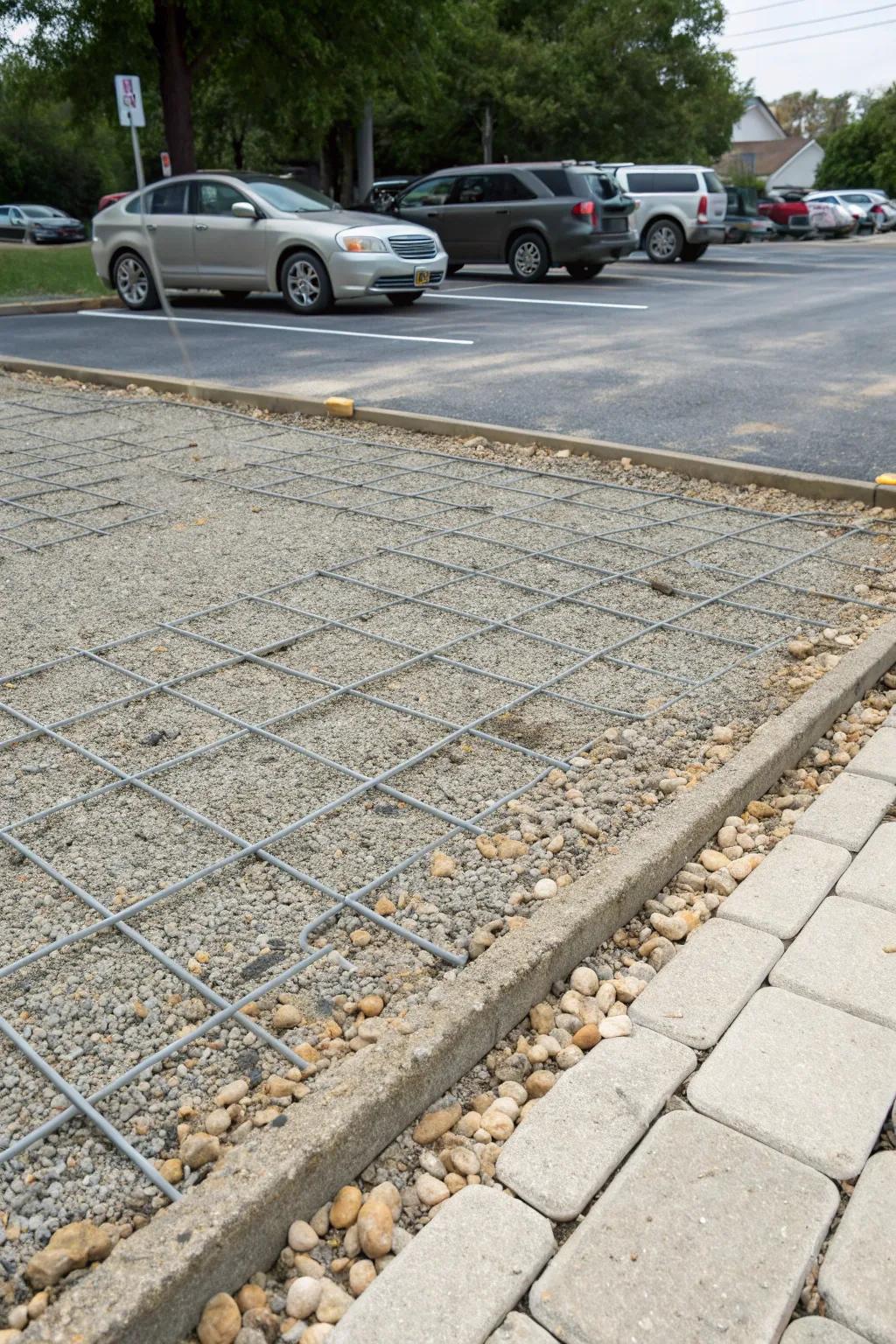 Grid systems ensure stability and longevity for gravel parking areas.