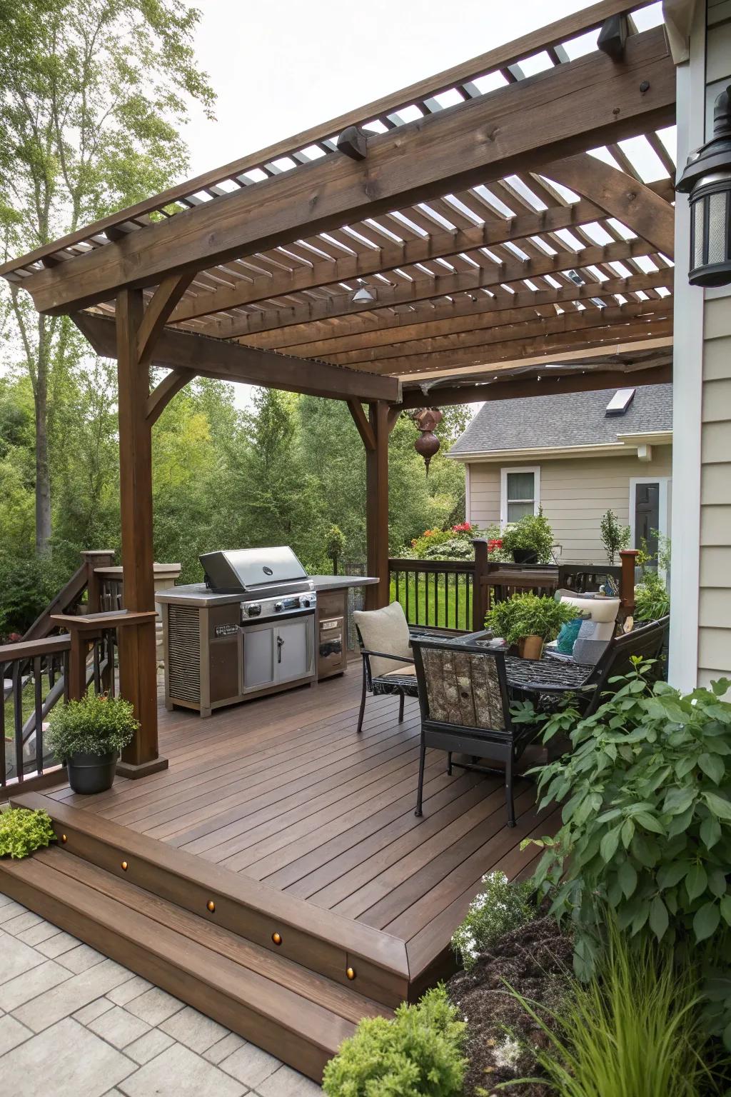 Pergolas offer both style and comfort to your grilling area.