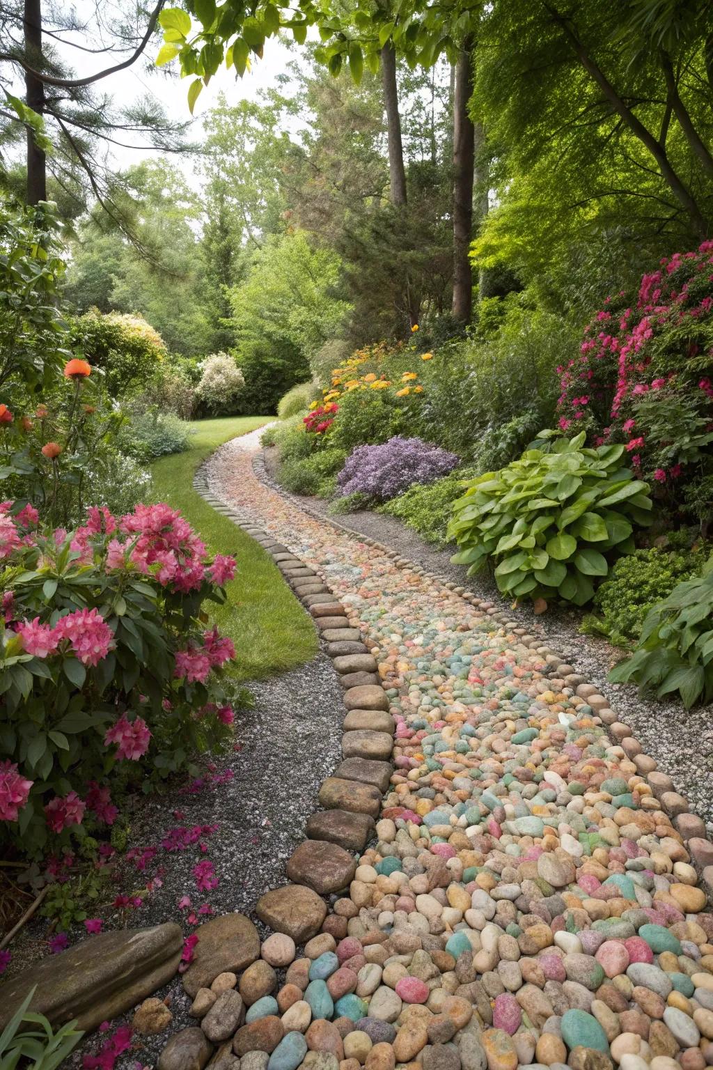 Gravel pathways offer a stylish and practical ground cover solution.
