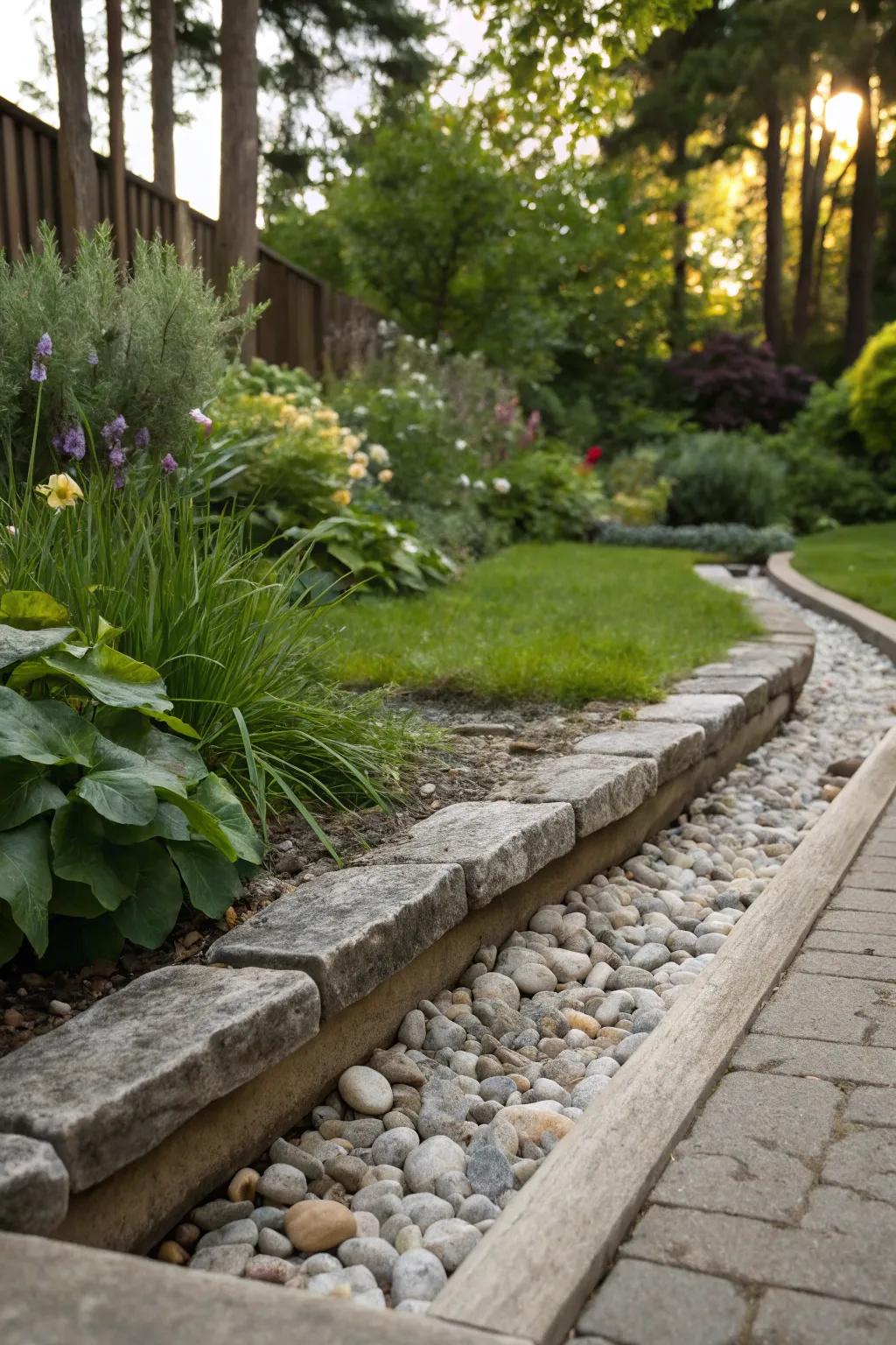 Gravel channels offer a seamless and stylish water path.