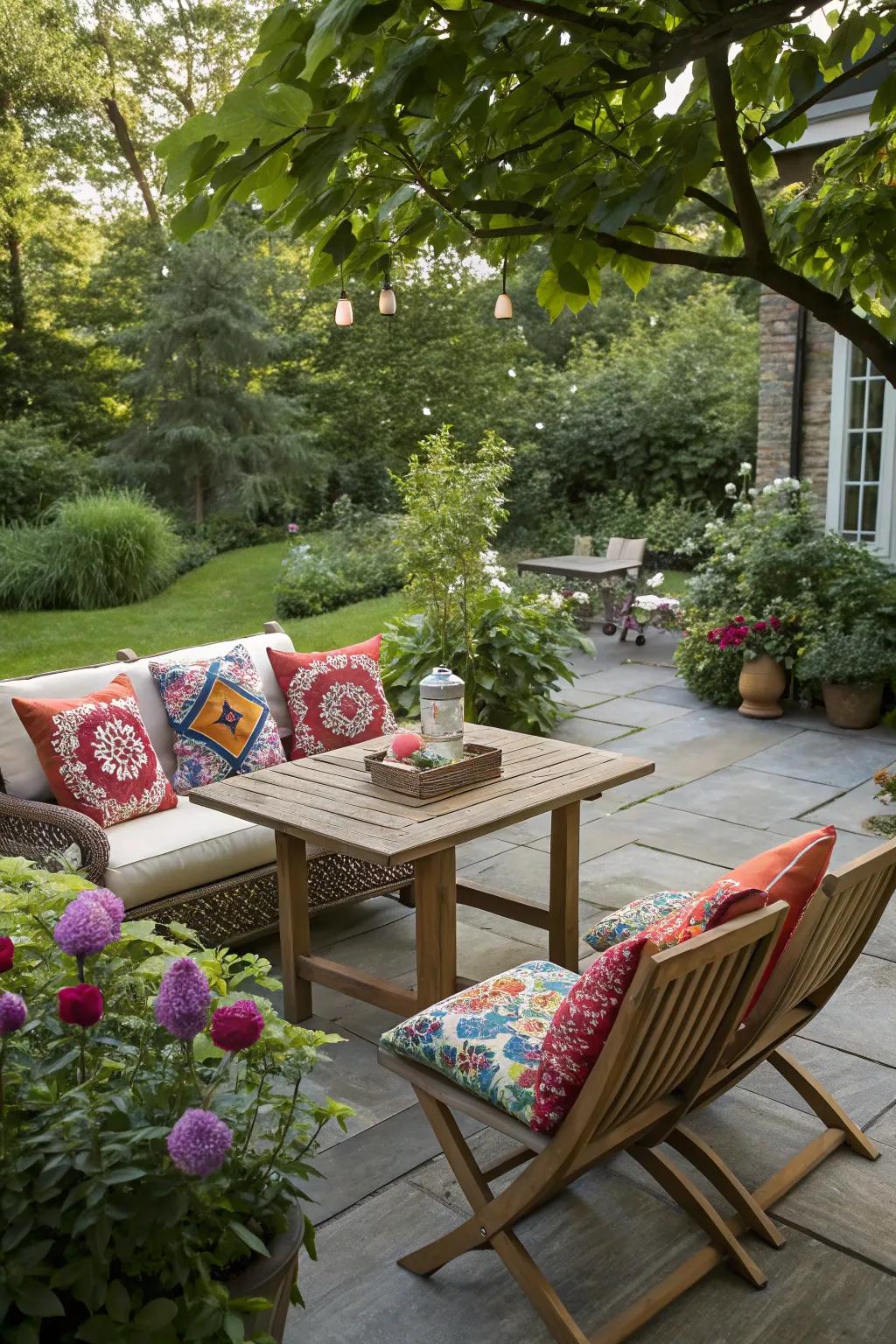 A cozy seating area invites relaxation in your garden.