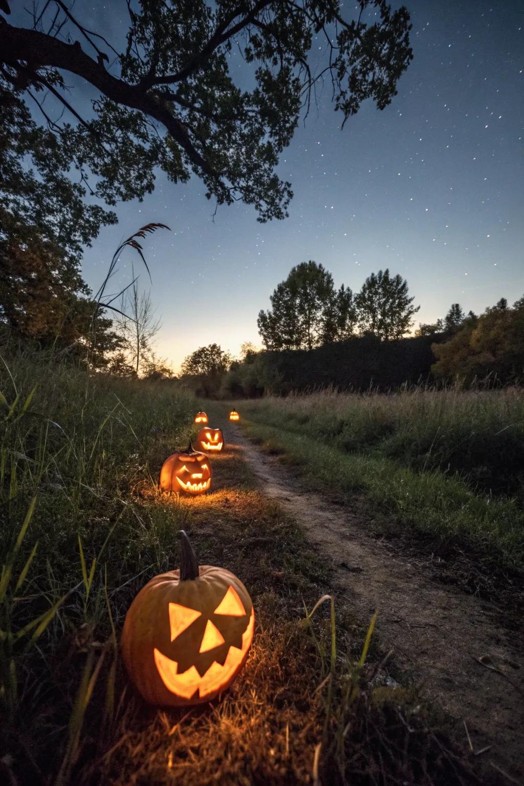 Jack-o'-Lanterns provide a classic yet spooky atmosphere.