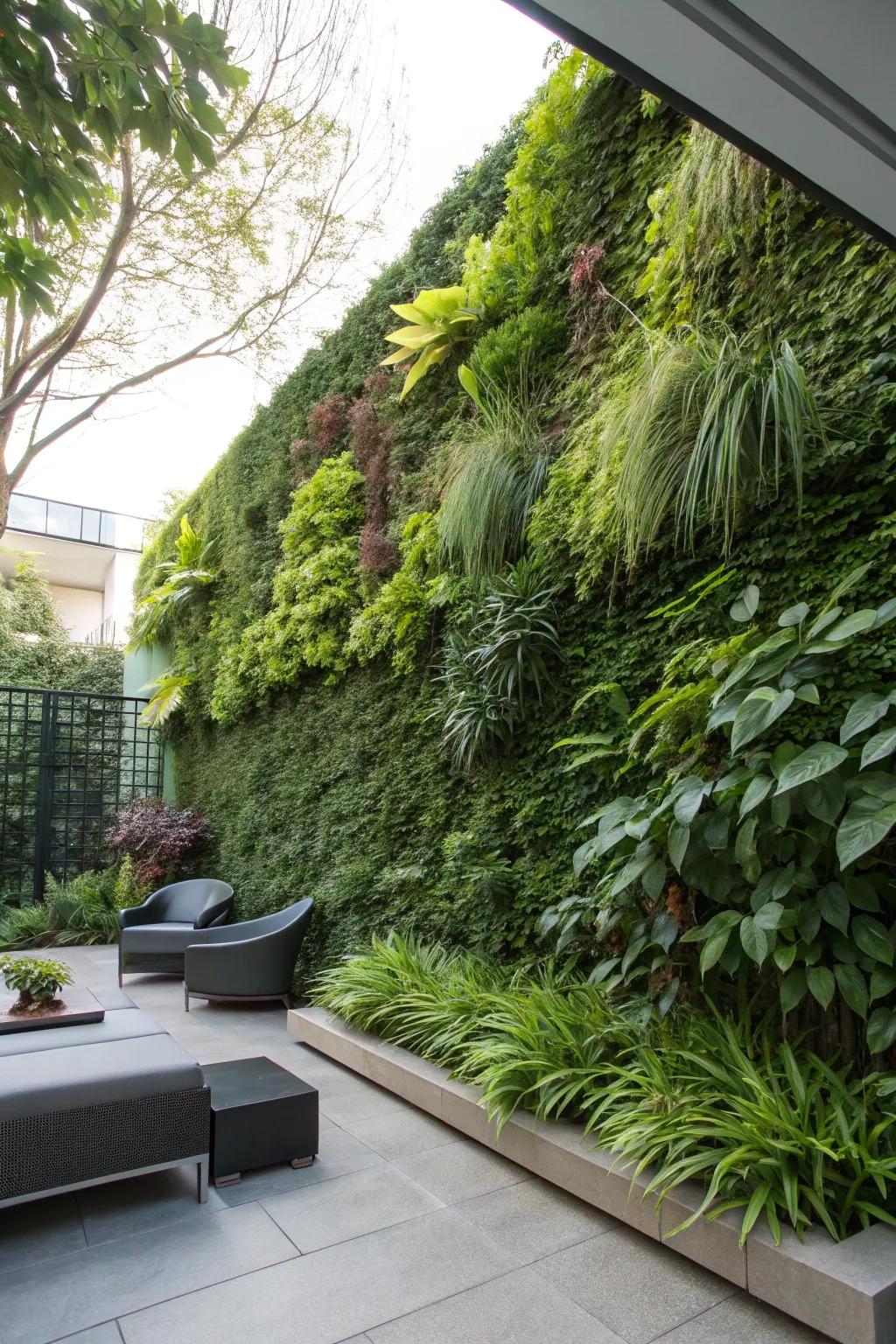 Living walls add both privacy and a lush aesthetic.