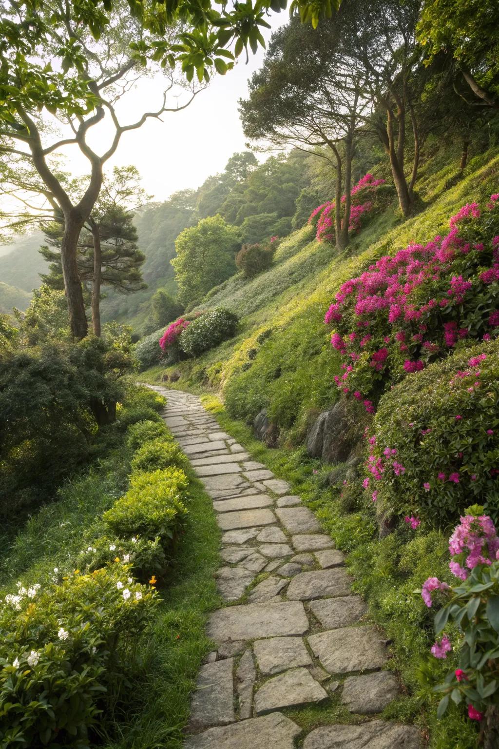 Stone pathways offer both beauty and functionality.