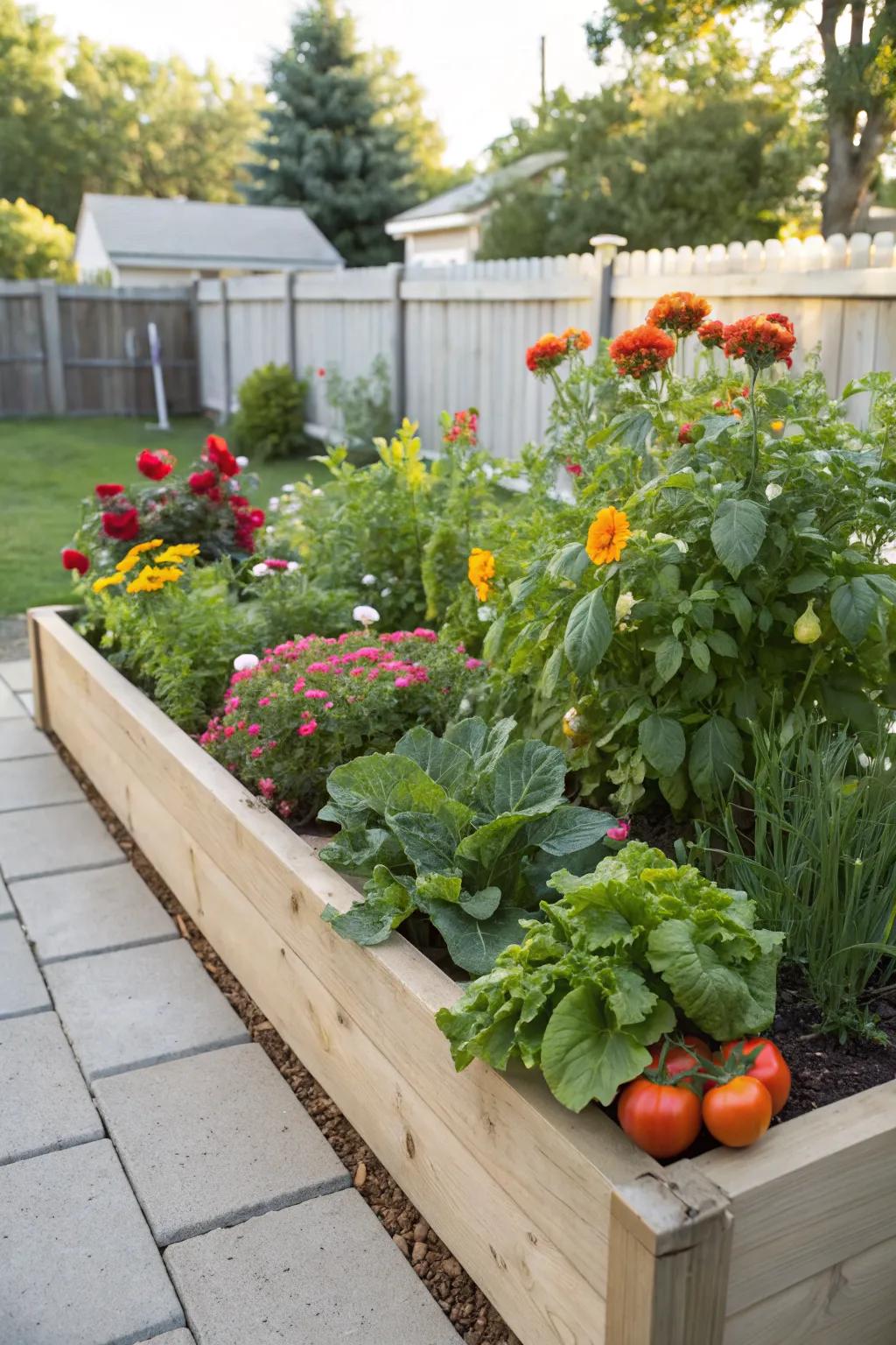 Compact raised beds create organized and productive spaces.