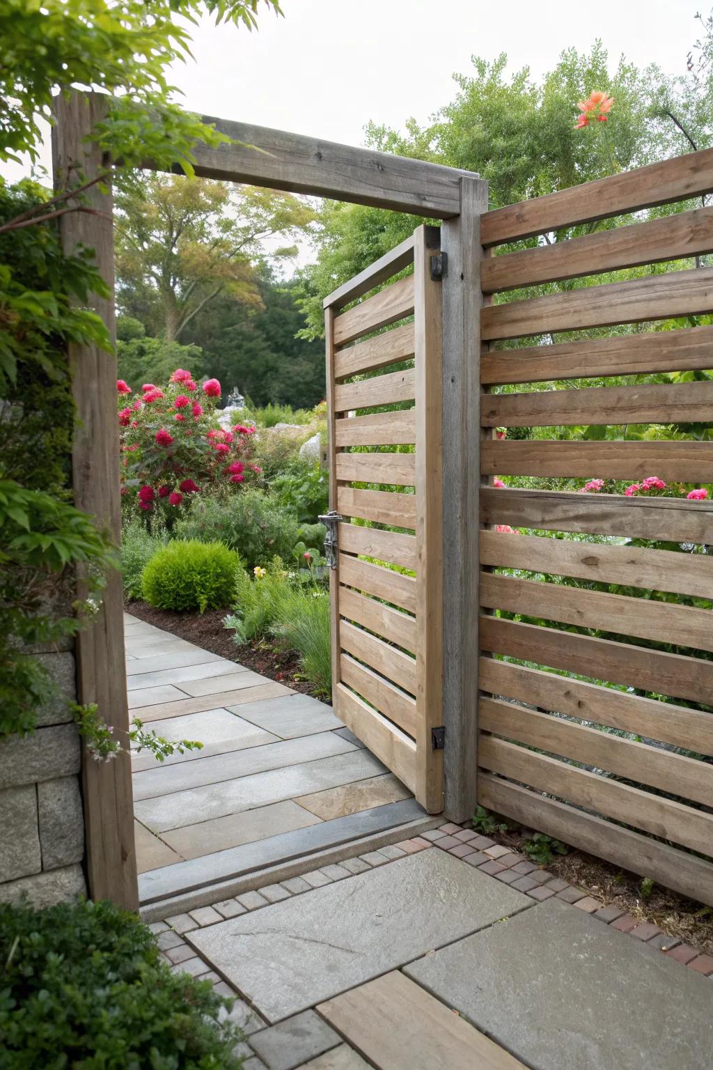 Floating slats offer a breezy and inviting appearance.
