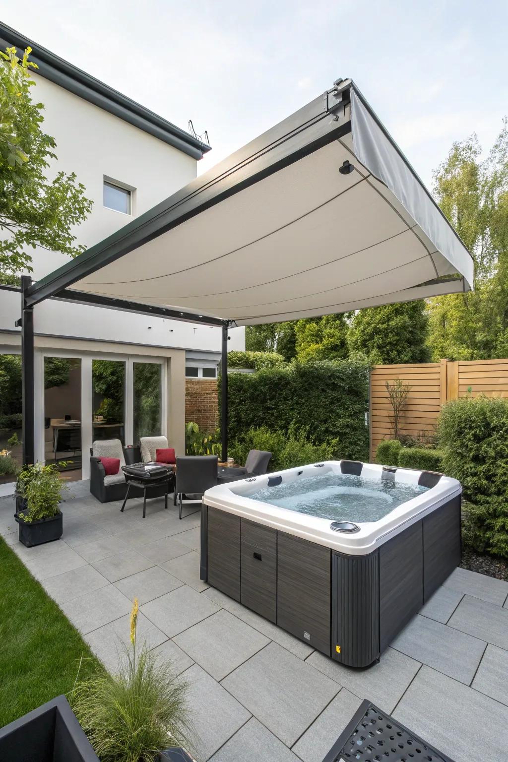 Adapt to the weather with a retractable awning over your hot tub.