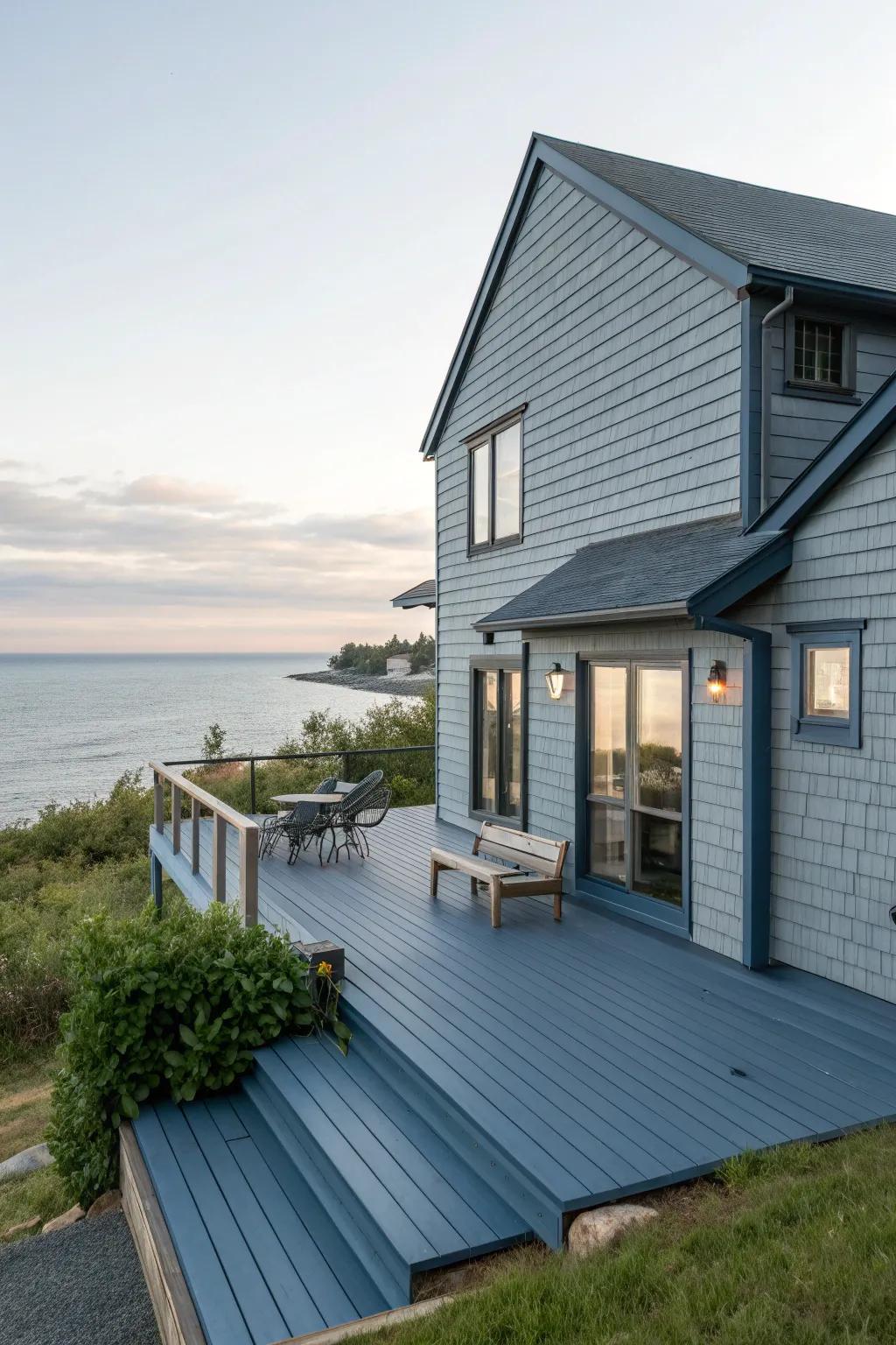 Gray and slate blue offer a sleek, modern aesthetic.