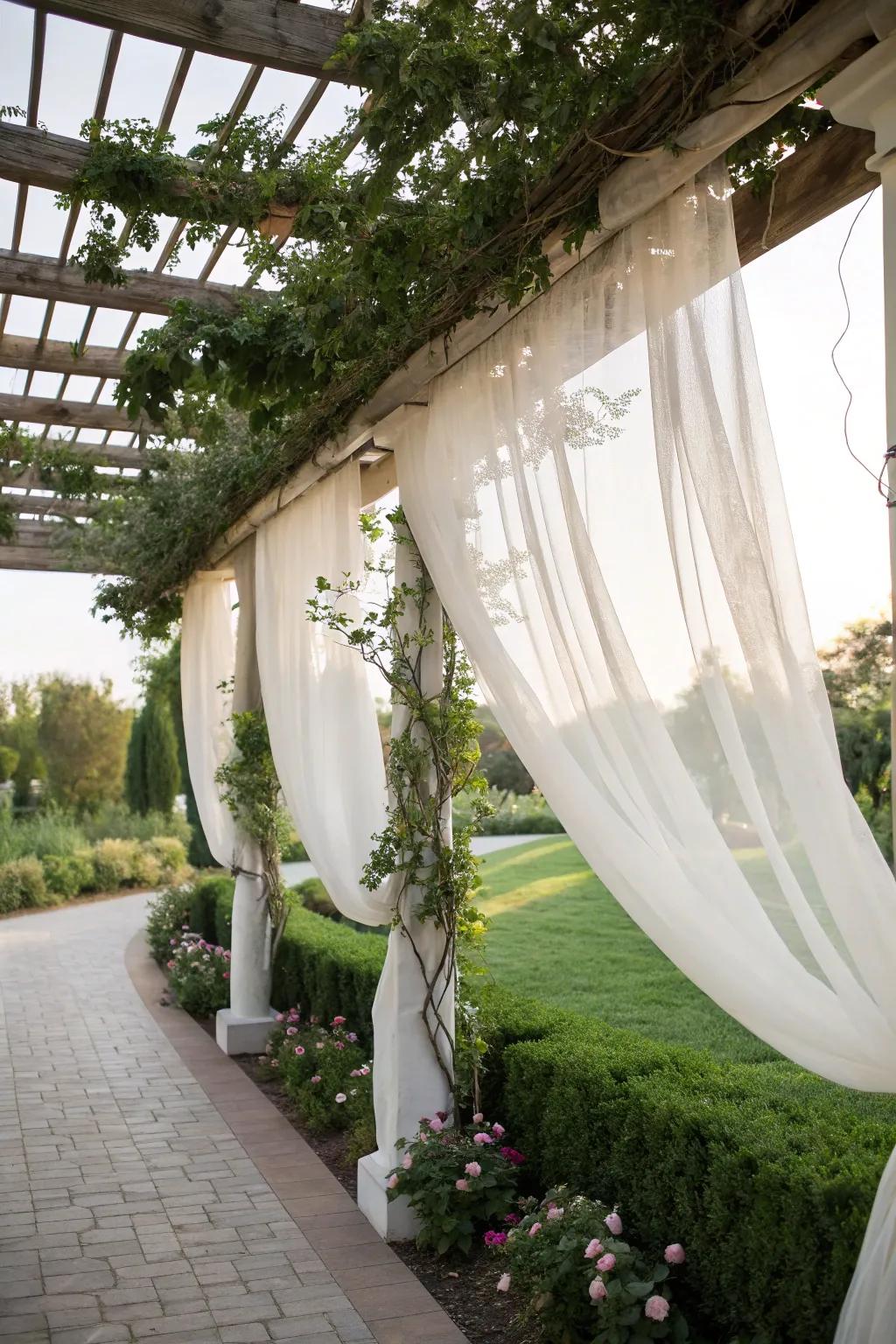 Curtains add elegance and privacy to your pergola.