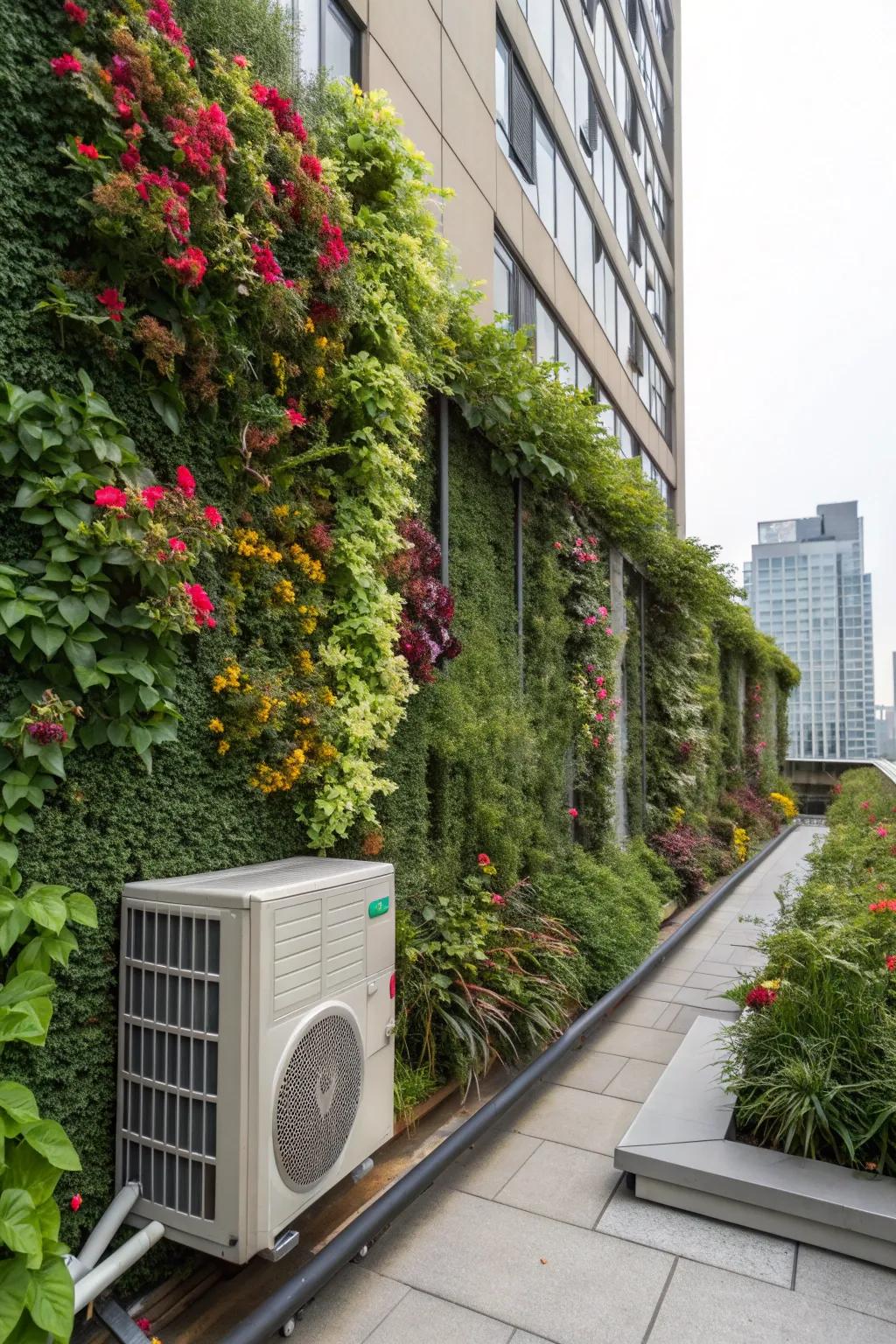 Vertical gardens create a living, breathing cover for unsightly AC units.