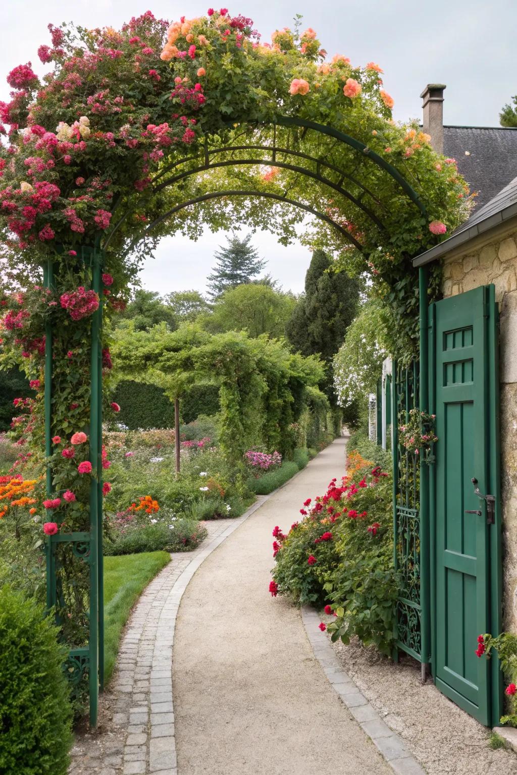 Enter your garden through a magical arch of climbing blooms.