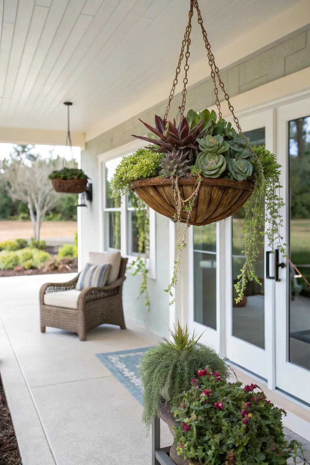 Stylish and low-maintenance succulent display.
