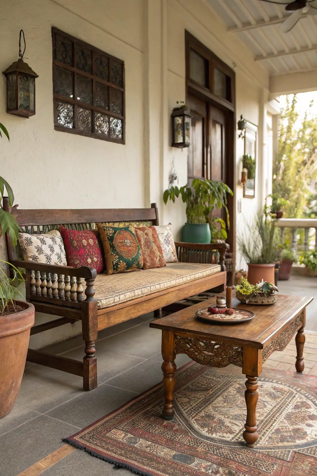 Vintage furniture adds a unique and nostalgic touch to your porch.
