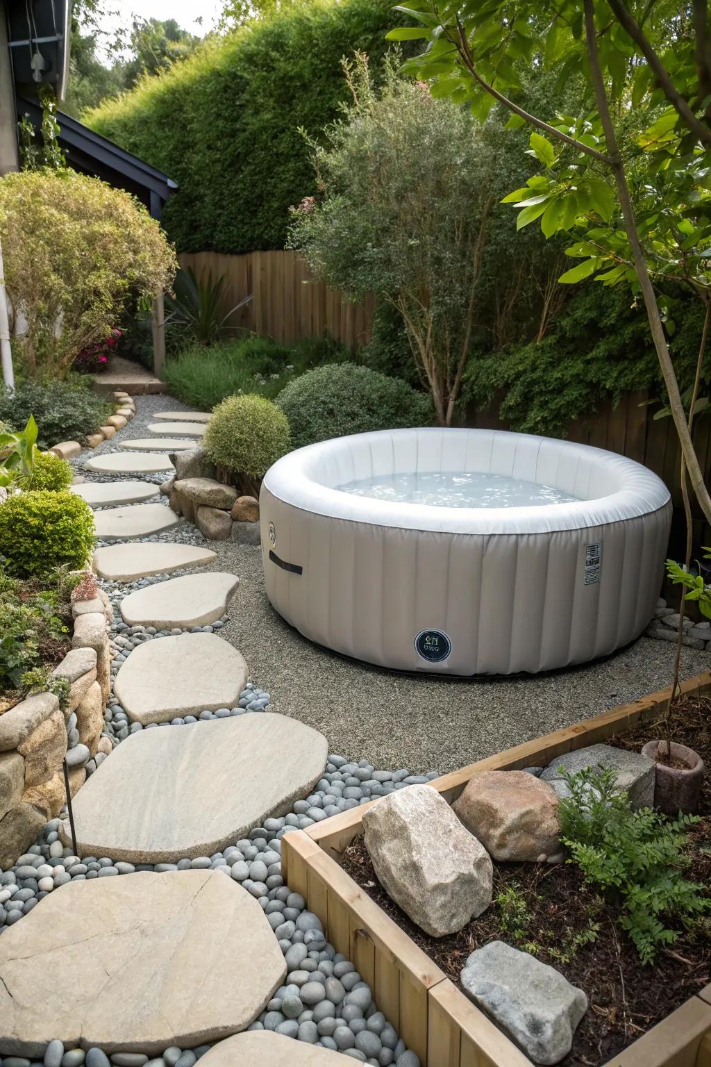 Create a rustic ambiance with a gravel base.