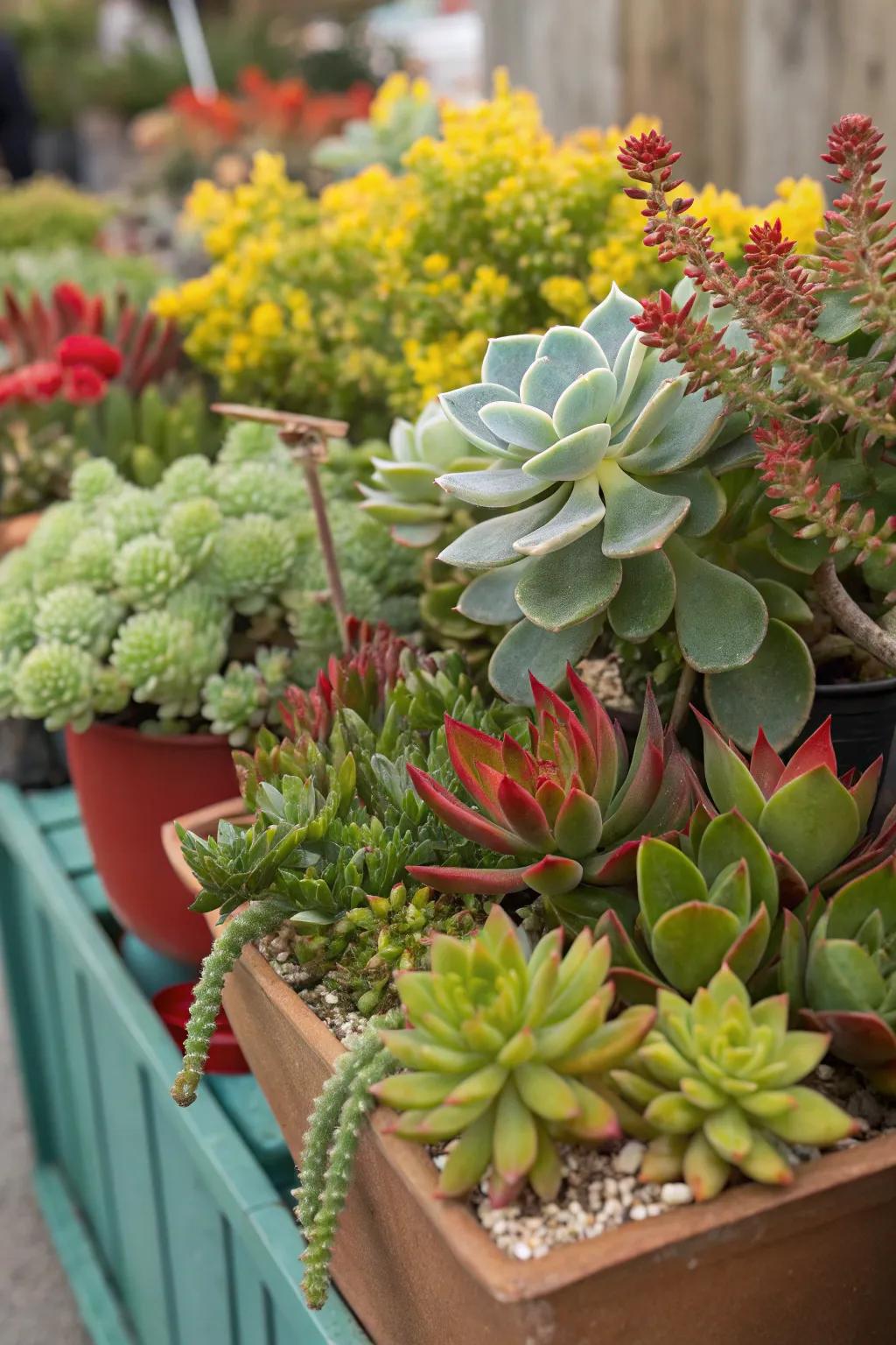 Create a symphony of succulents with jade plants.