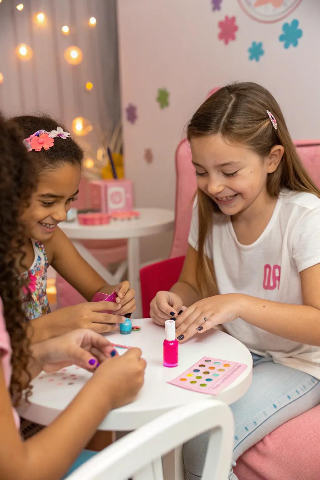 A vibrant mini manicure station for kids.
