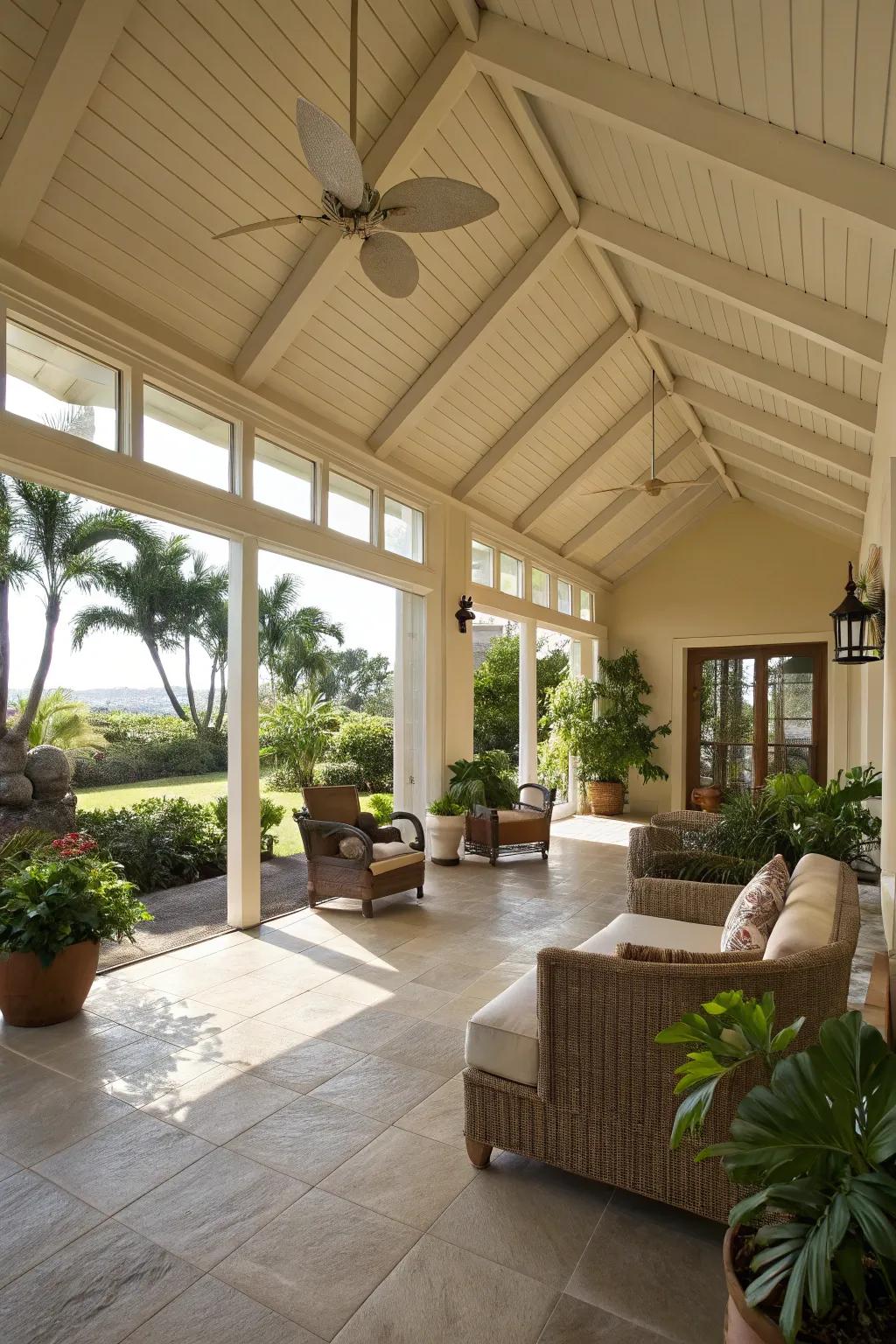 Vaulted ceilings enhance the sense of space and light.