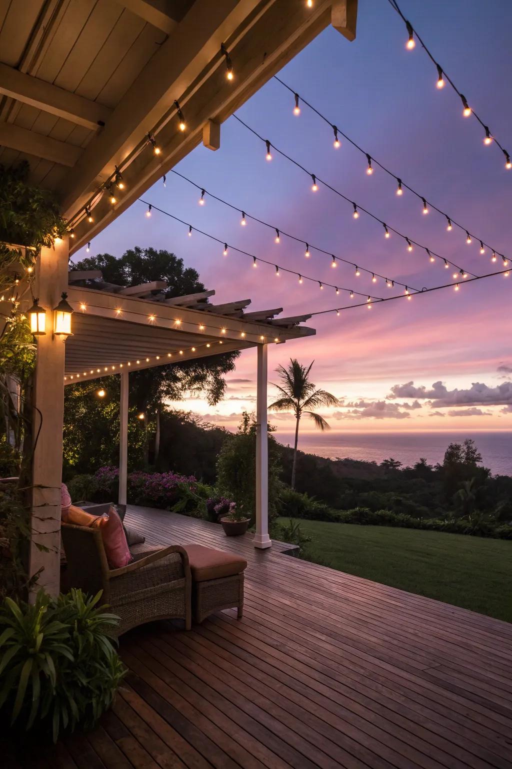 String lights add a magical ambiance to your lanai.