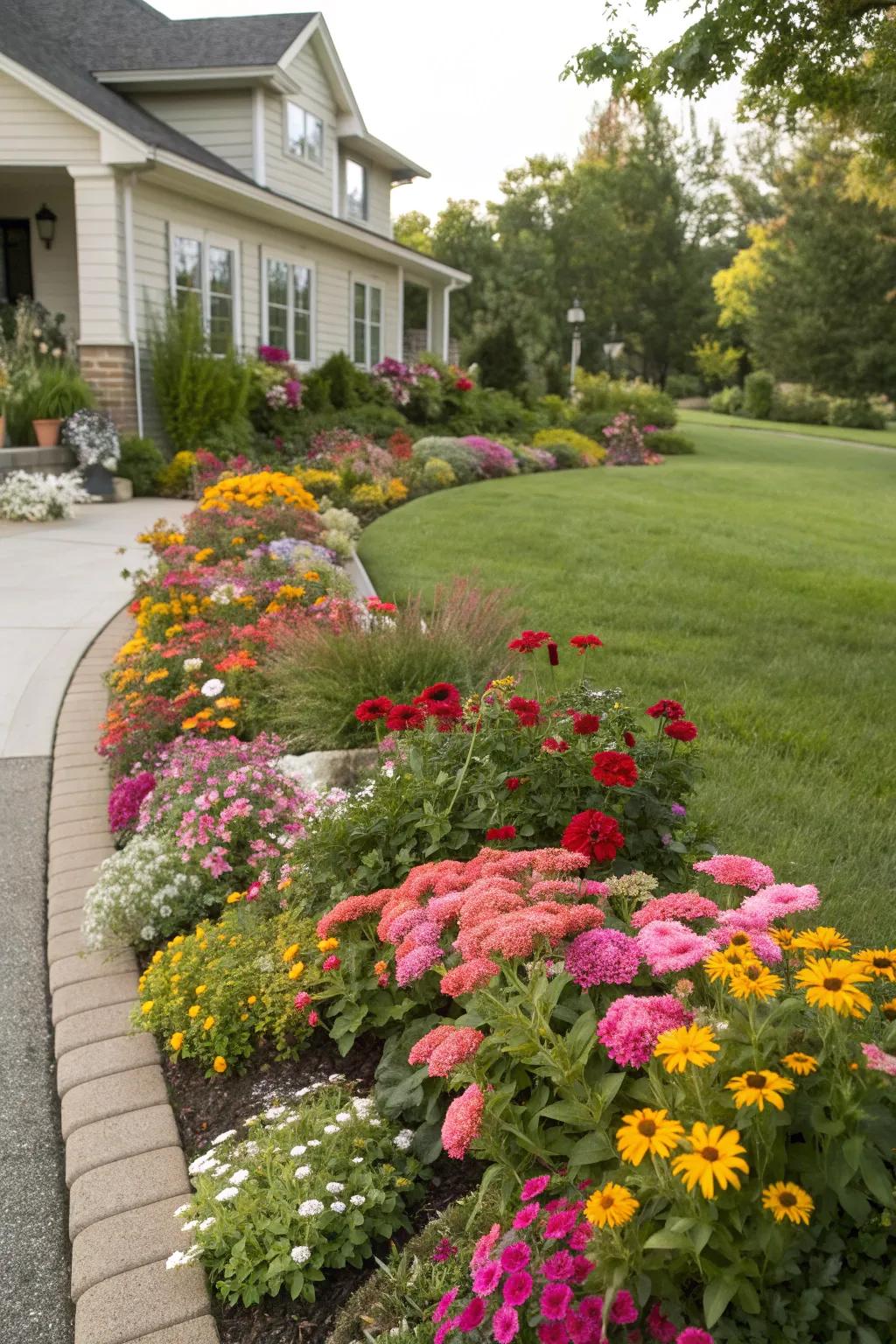 Brighten up your front yard with a burst of color from diverse flower beds.