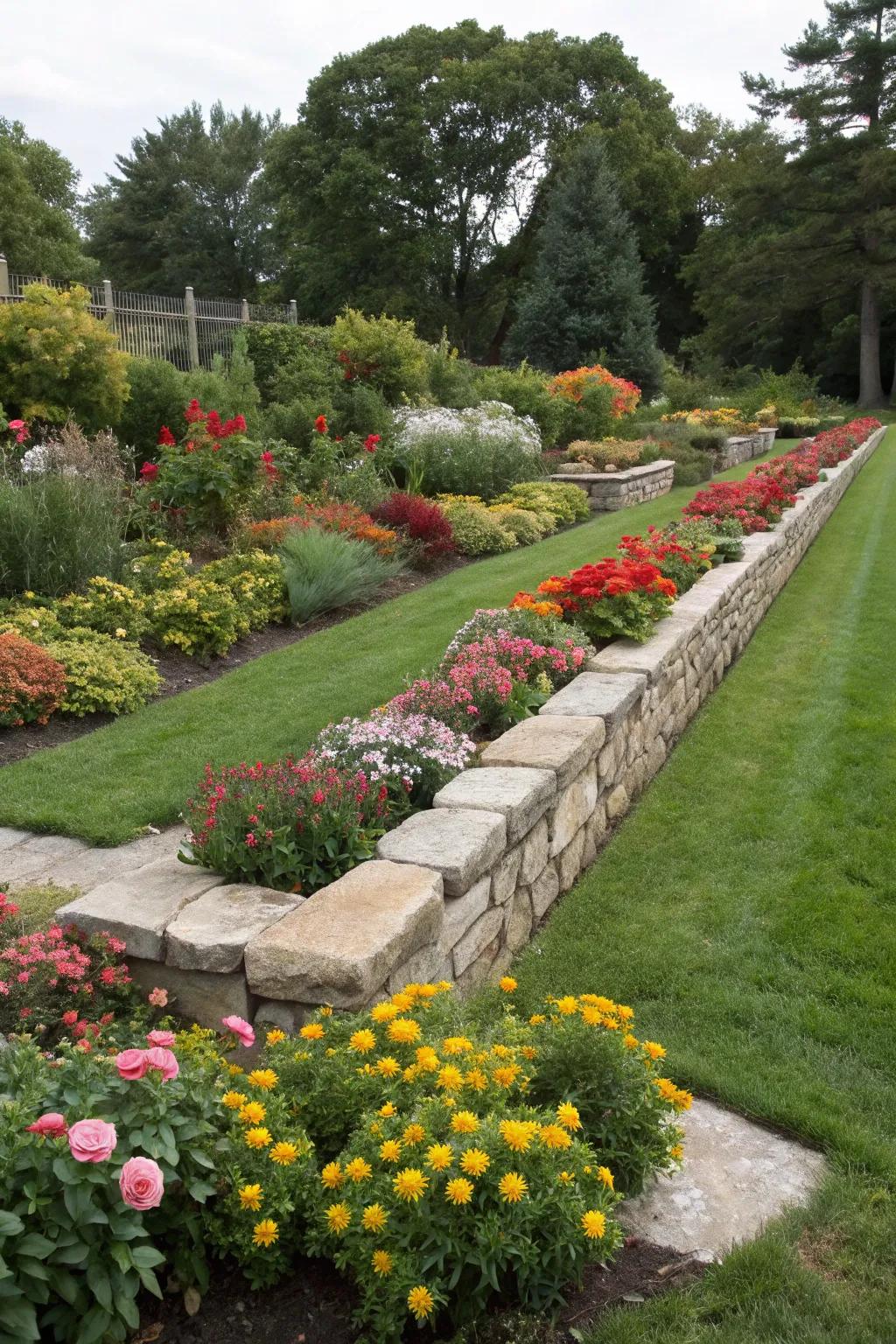 Bold stone borders for tidy garden beds.
