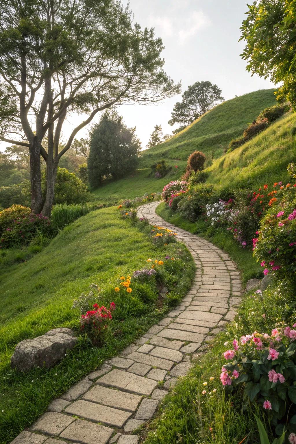 Winding pathways invite exploration and add charm.