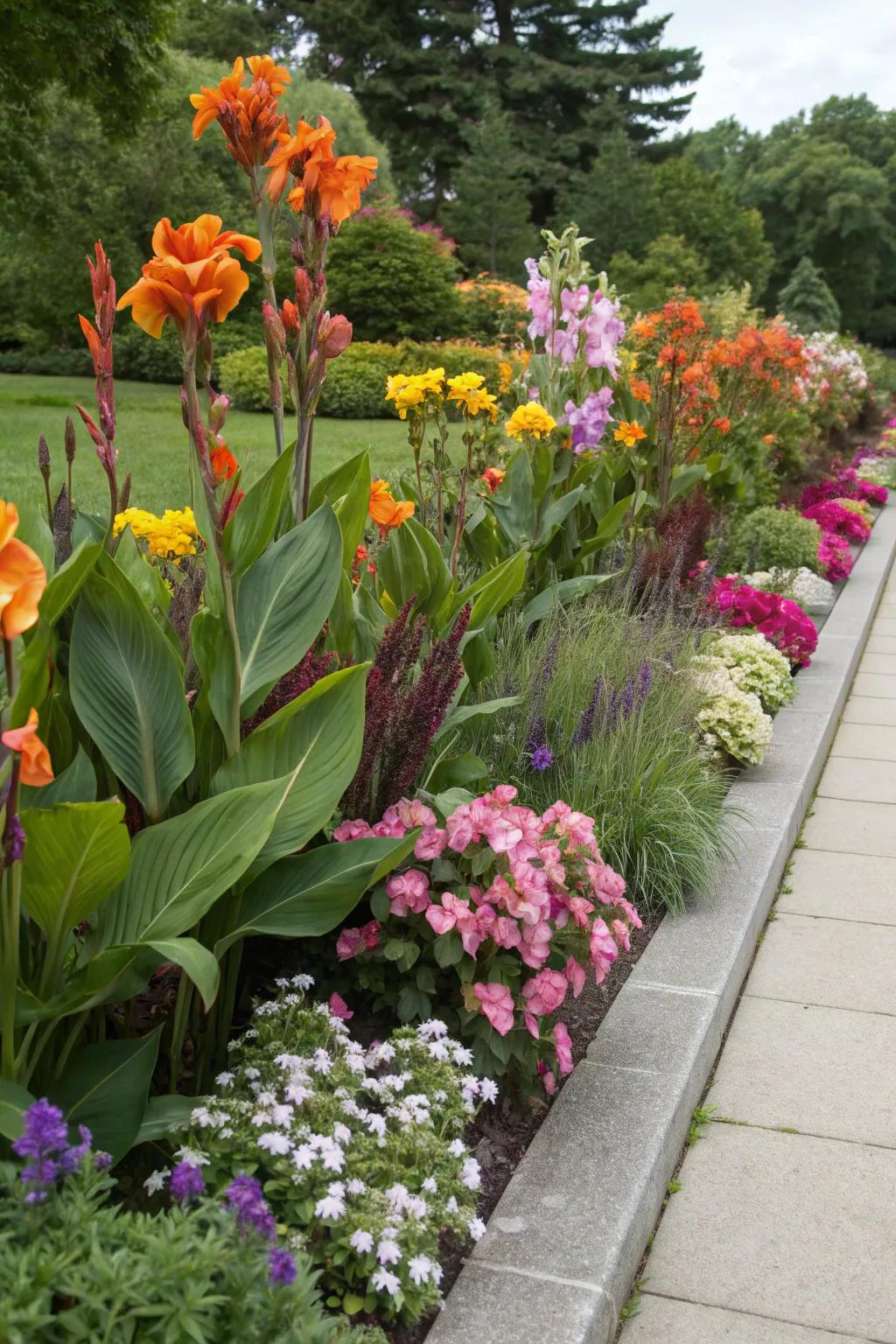 Canna lilies adding height to a mixed border