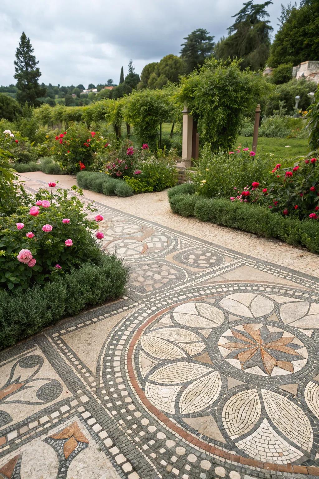 Rock mosaics add a personal artistic touch to any garden.