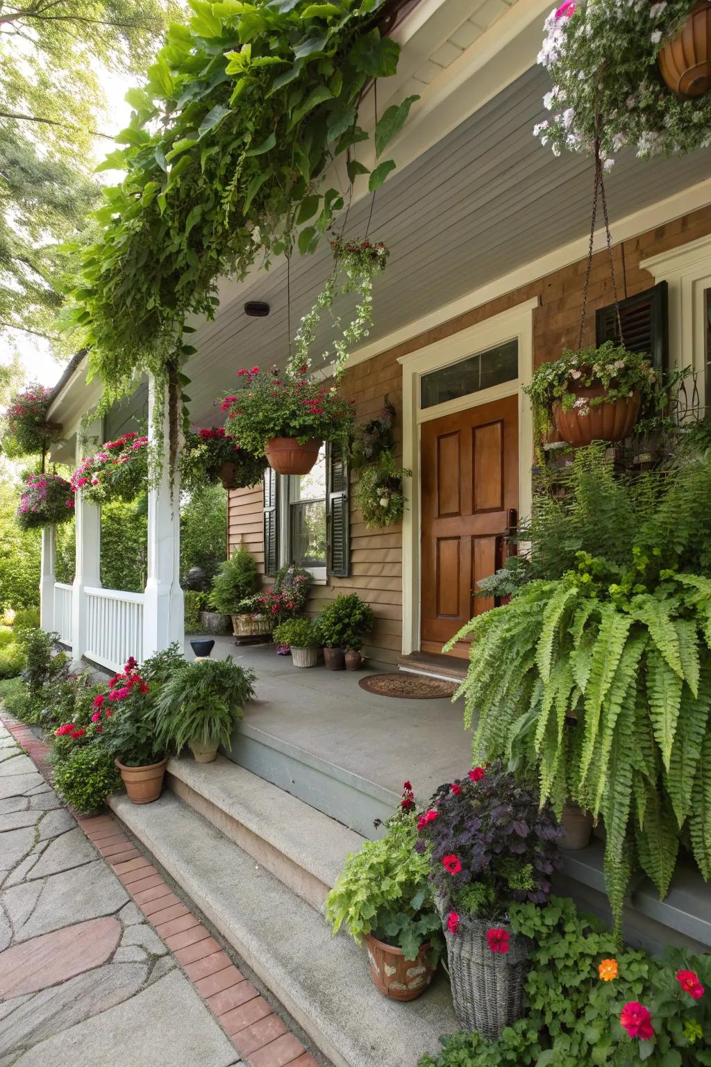 Greenery adds a natural touch to your porch decor.