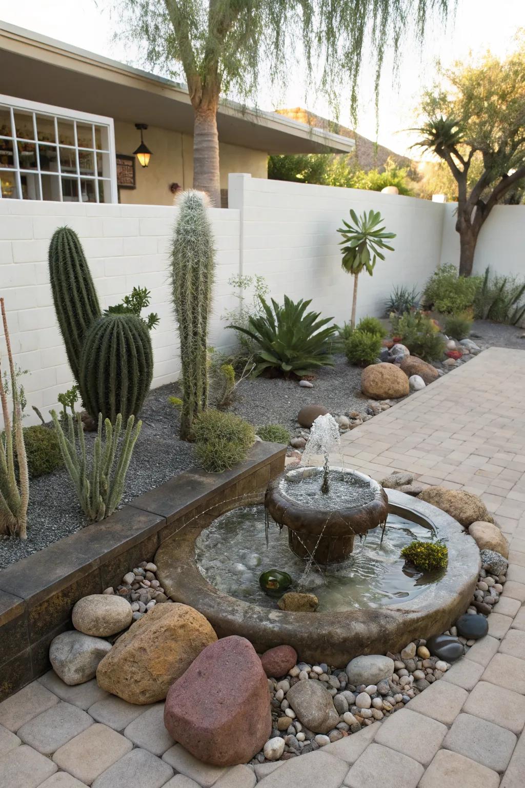 A small water feature can bring tranquility to your desert oasis.