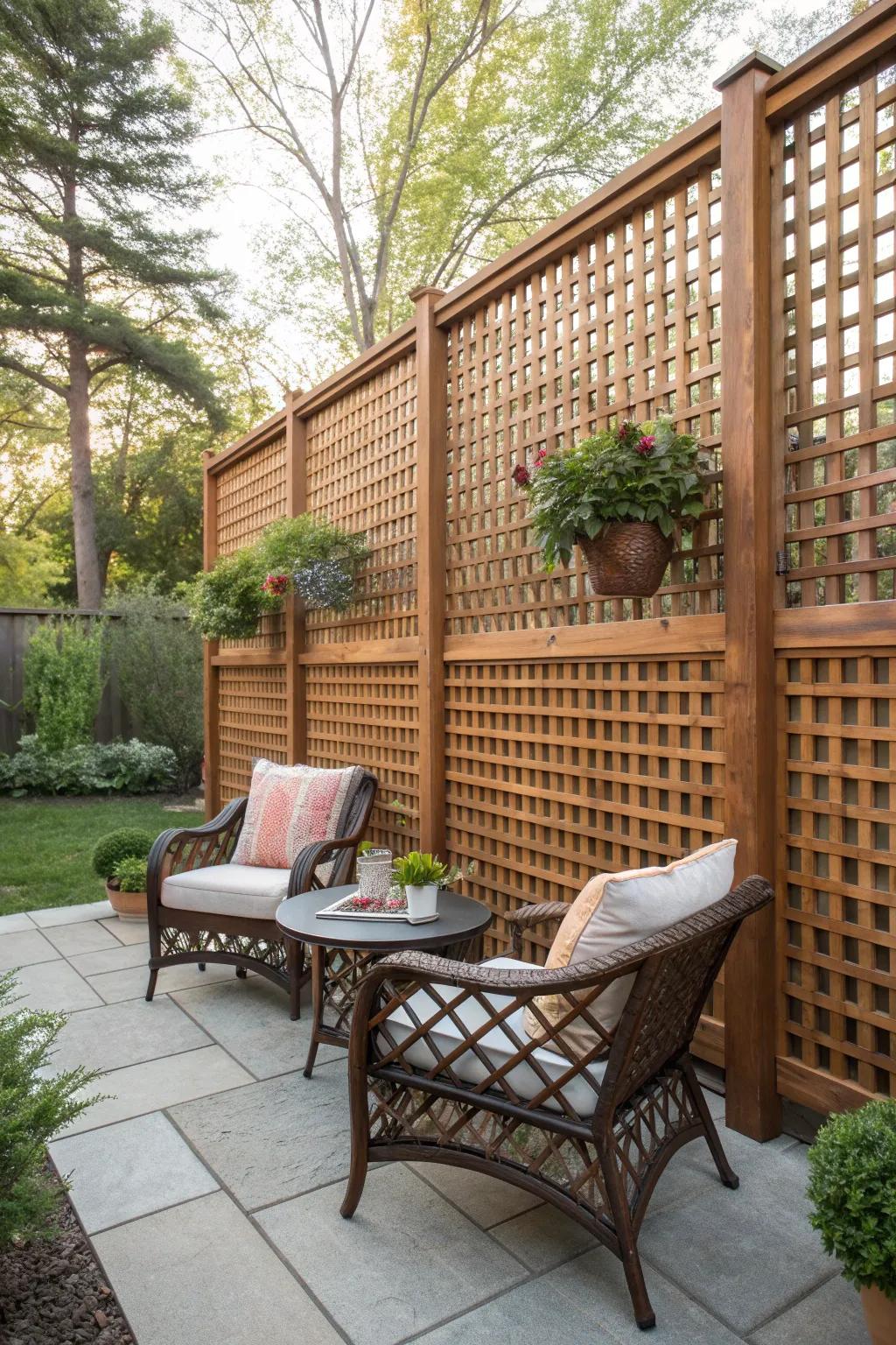 Lattice walls ensure privacy while maintaining an open atmosphere.