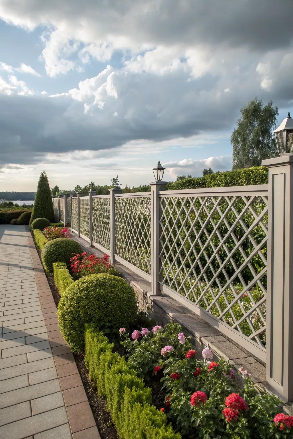 Metal lattice fences offer durability and a sleek, modern appearance.