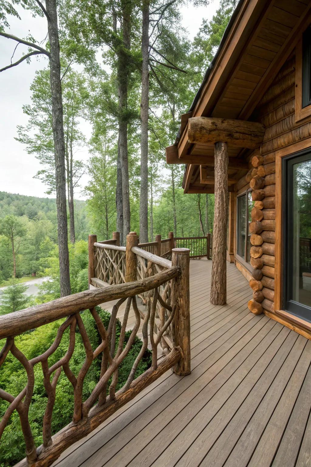Branch-inspired balusters create a seamless connection with the natural environment.