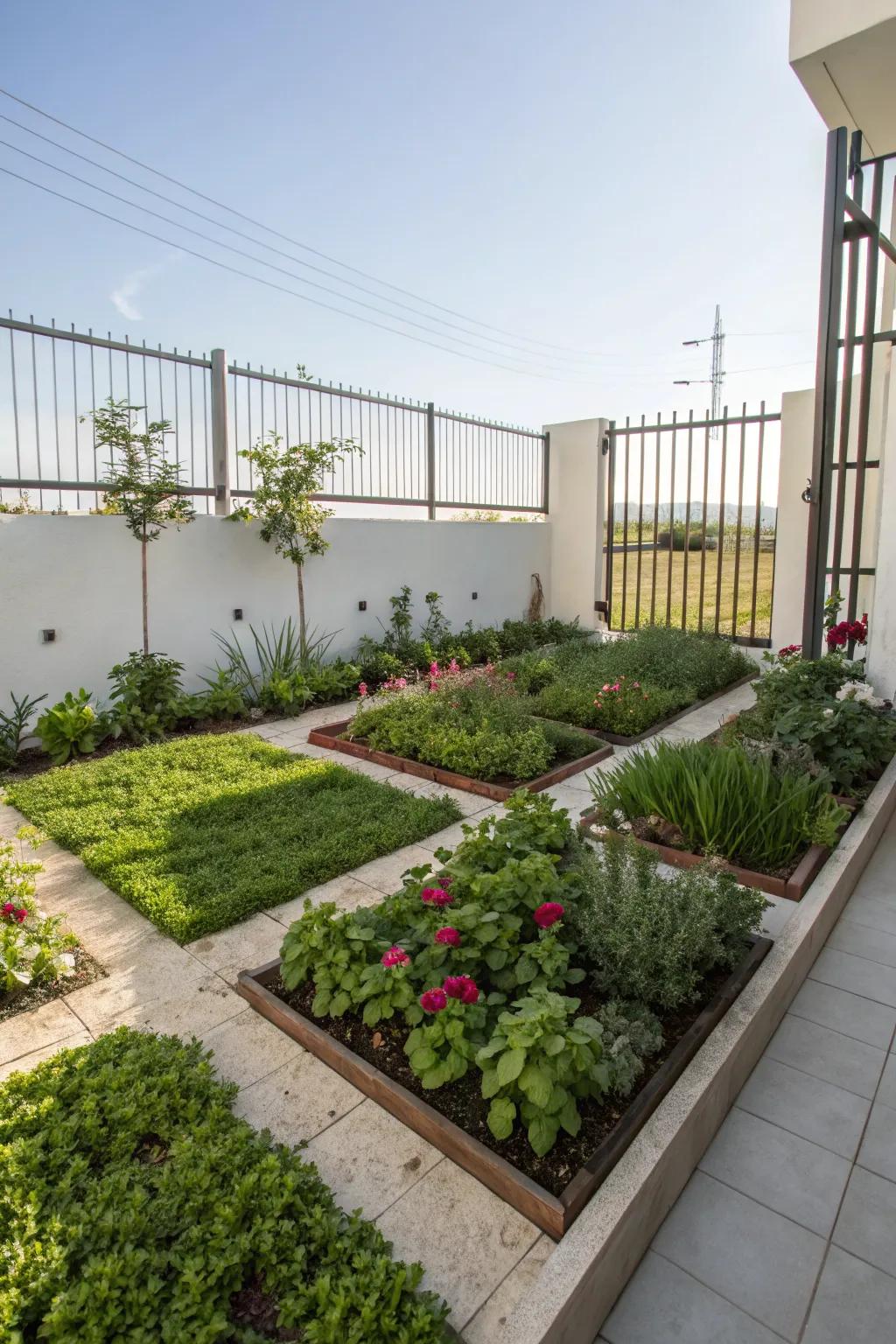 A simple, minimalist planting scheme can create a serene outdoor space.