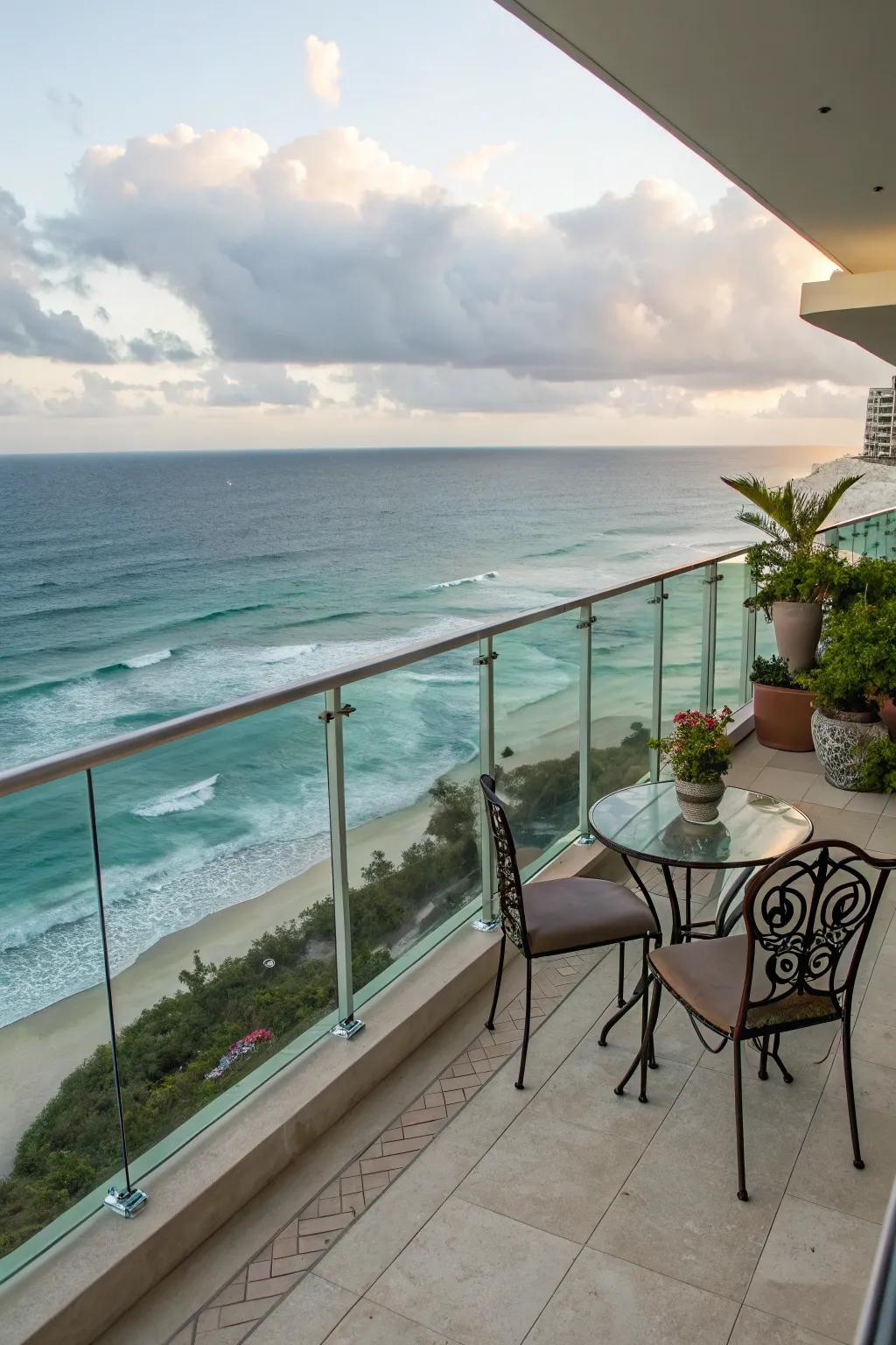 Unobstructed views enhance the luxury feel of your balcony.