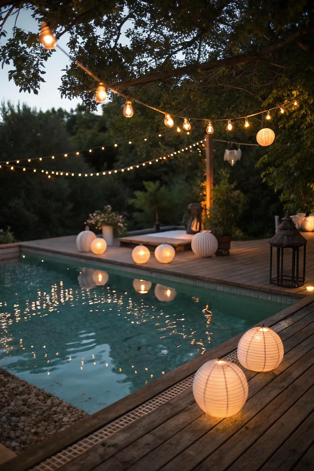 Enchanting lighting sets the perfect mood for evening festivities.