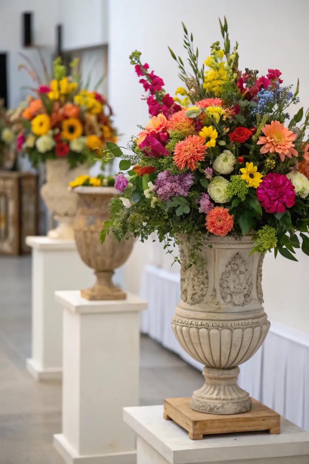 Vibrant flower arrangements bring life to any memorial space.