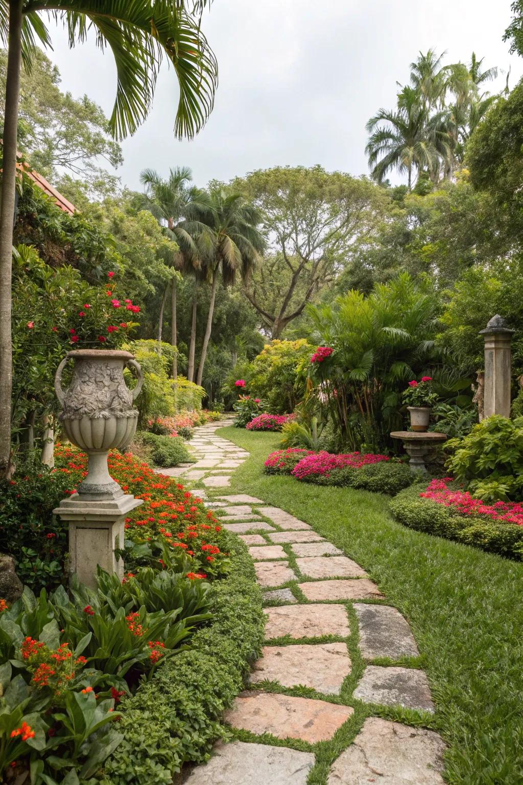 Ornamental features like stone pathways add character and charm to your Miami garden.