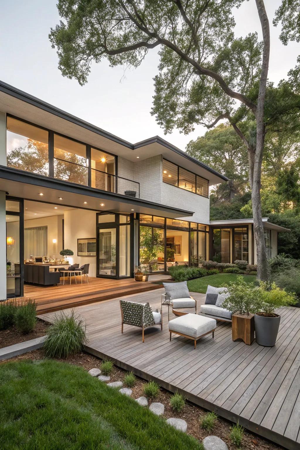 A seamless blend of architecture and nature enhances this mid-century modern home.