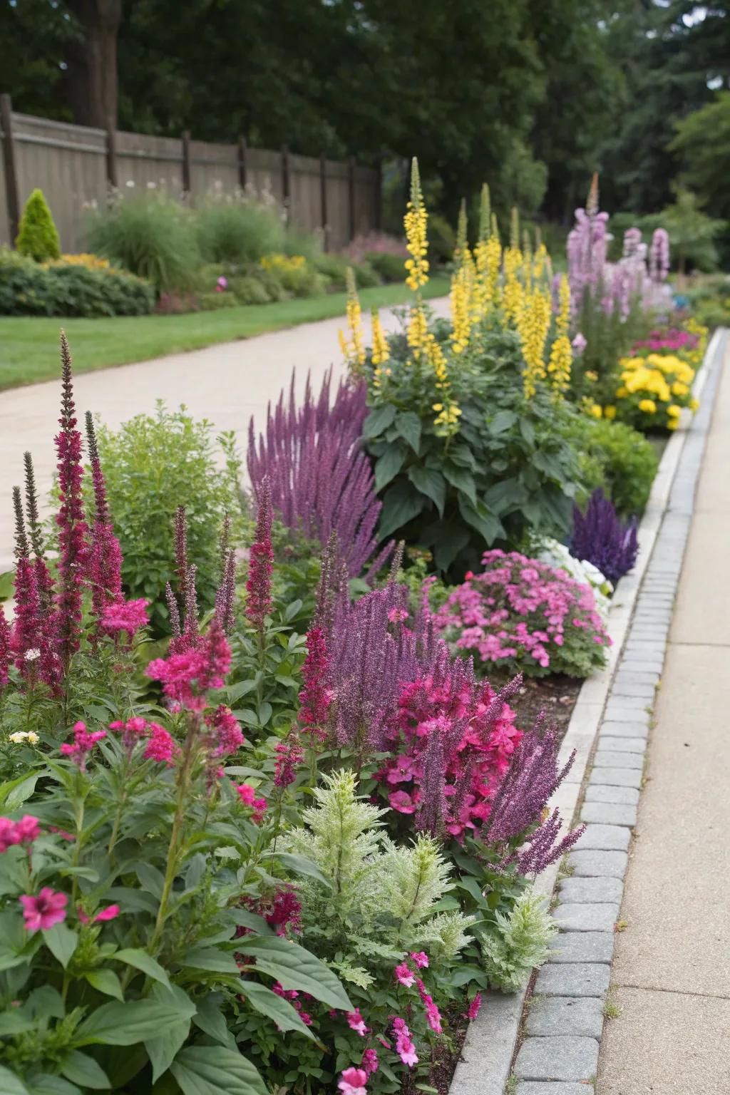 Layered planting adds depth and visual interest.