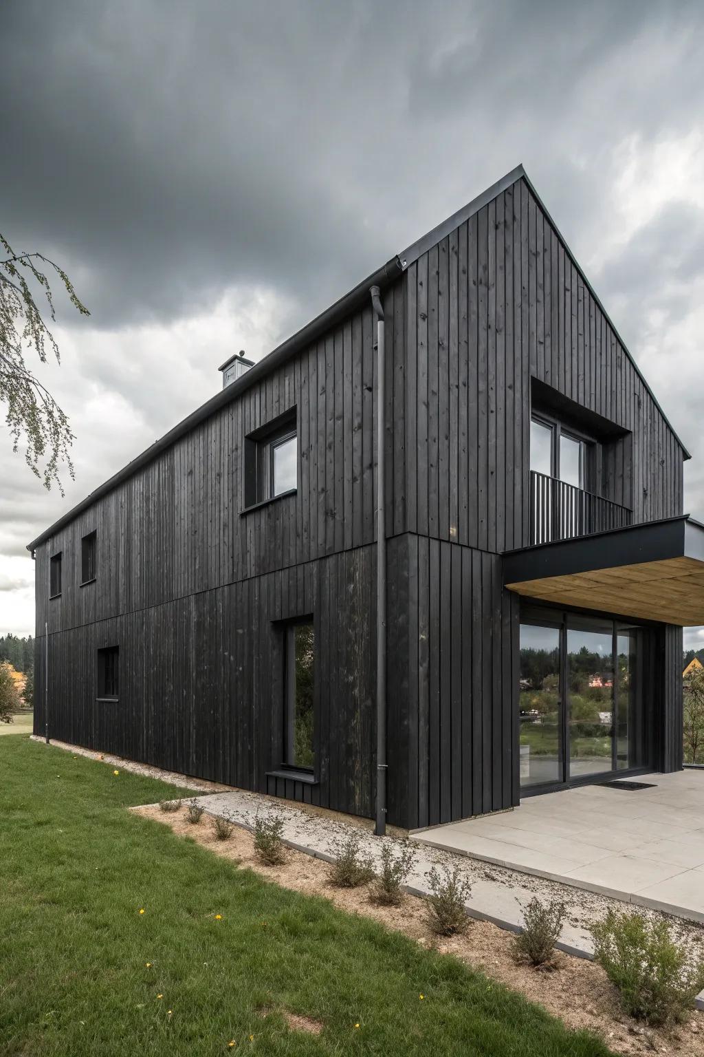 Charred wood cladding for a bold, dramatic finish.
